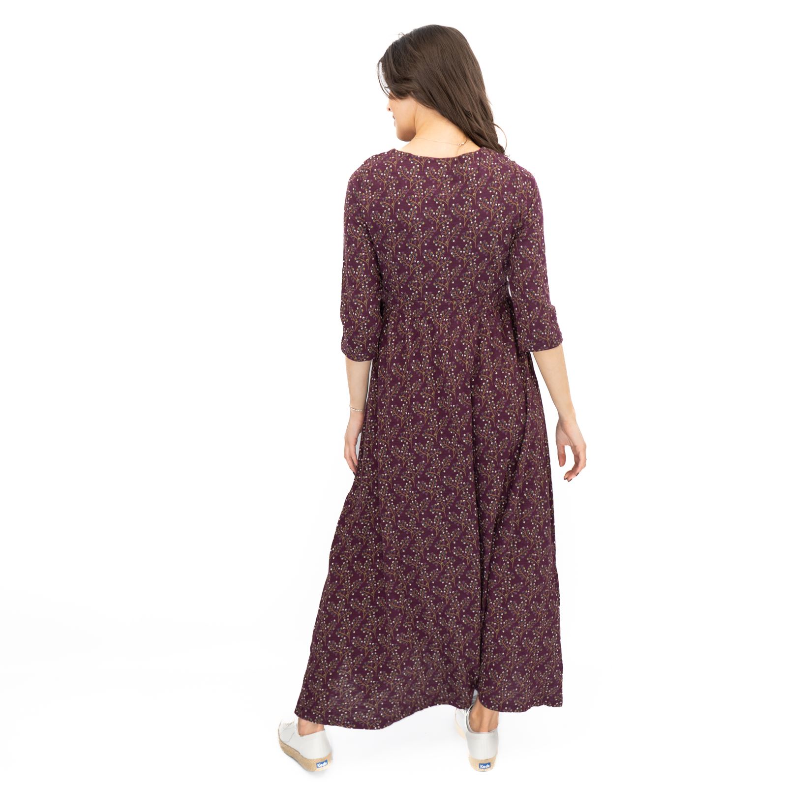 Womens Seasalt Maggie Maxi Dress Purple Floral Cotton ¾ Sleeve - Picture 13 of 16