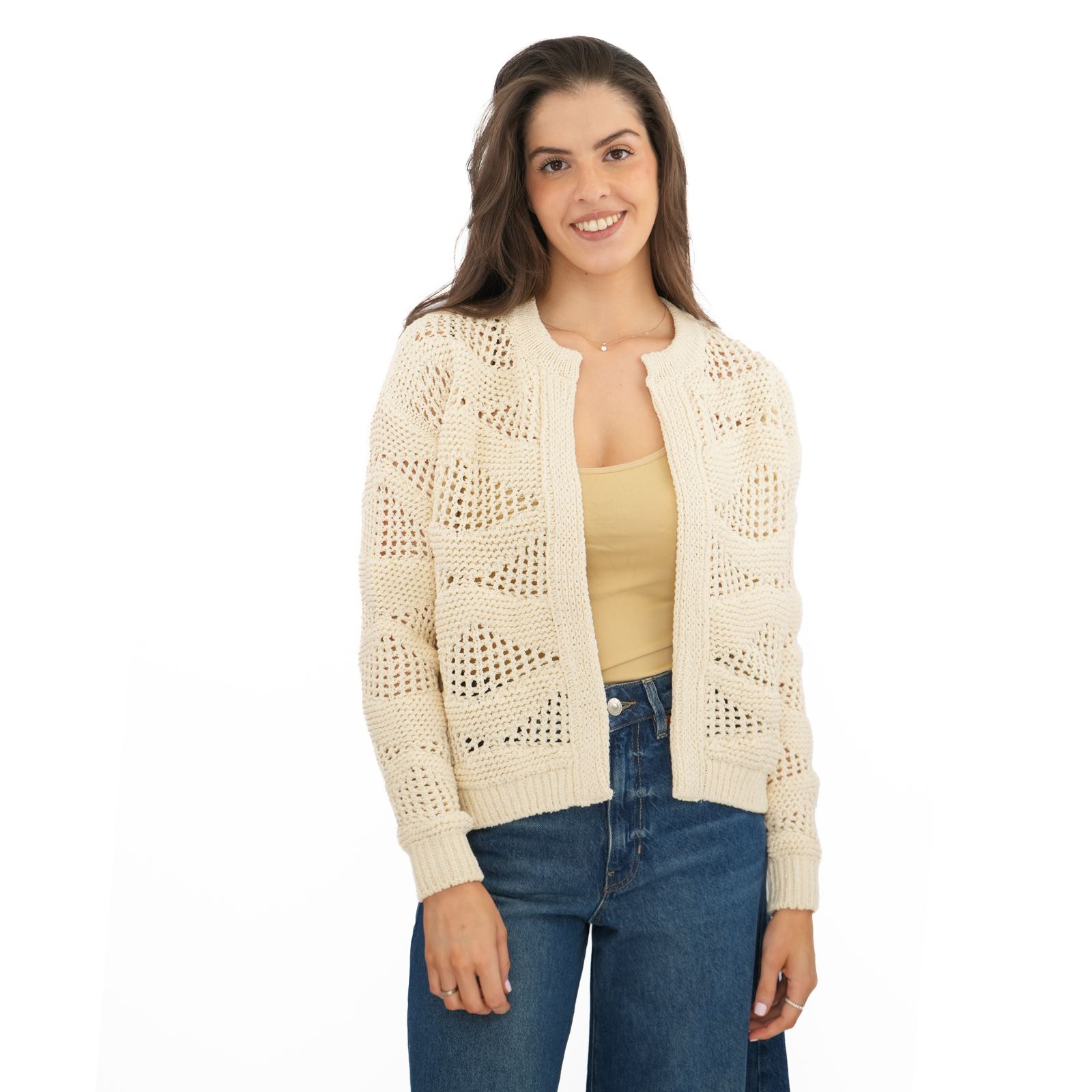 Womens M&S Per Una Ivory Cardigan Edge to Edge Cotton Rich Textured Pointelle - Picture 8 of 11