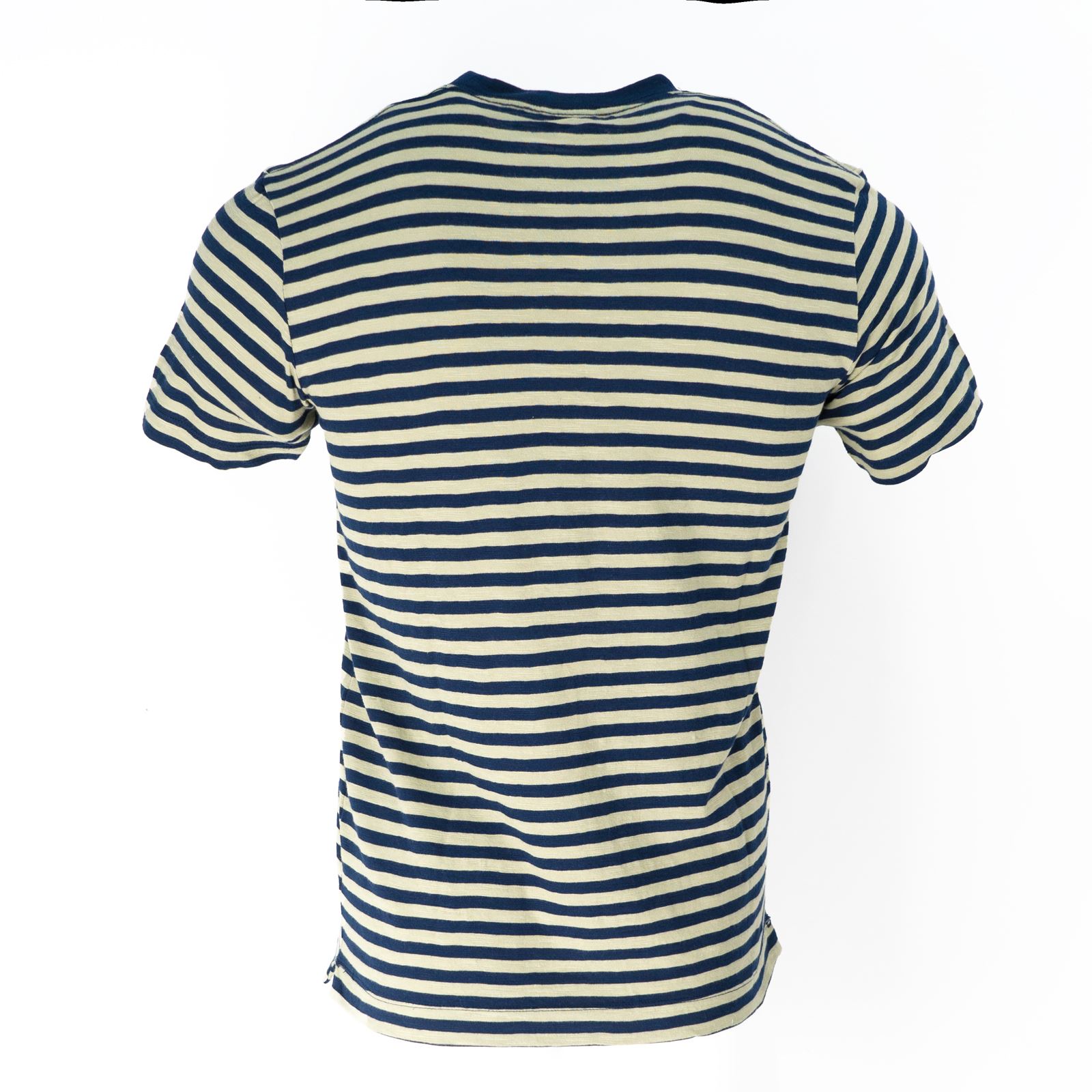 John Lewis Mens T-shirt Top Supima Cotton Striped Green Navy Orange Jersey Soft - Picture 16 of 27