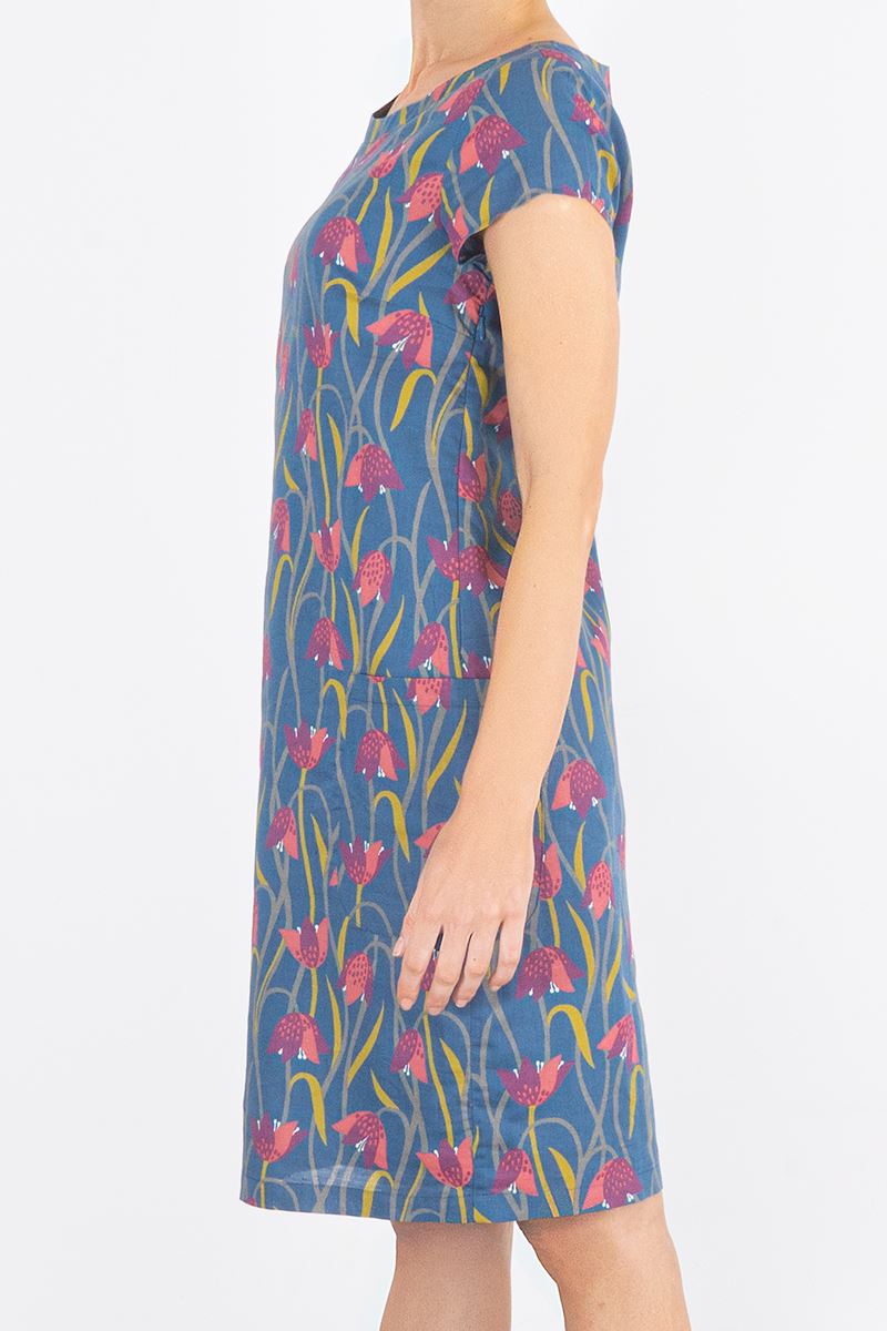 Womens Seasalt Dress Blue Floral Short Sleeve Ladies River Cove Cotton