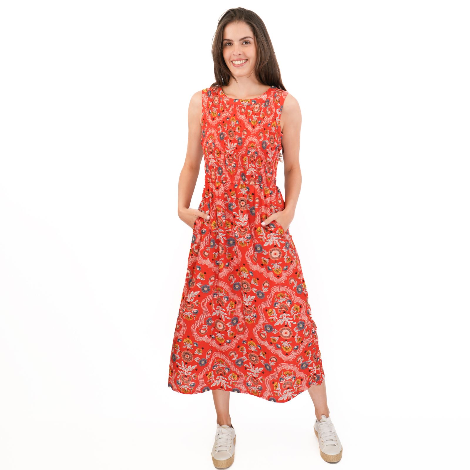 Womens Seasalt Meadowsweet Red Dress Floral Summer Midi Midaxi Sleeveless - Picture 13 of 14