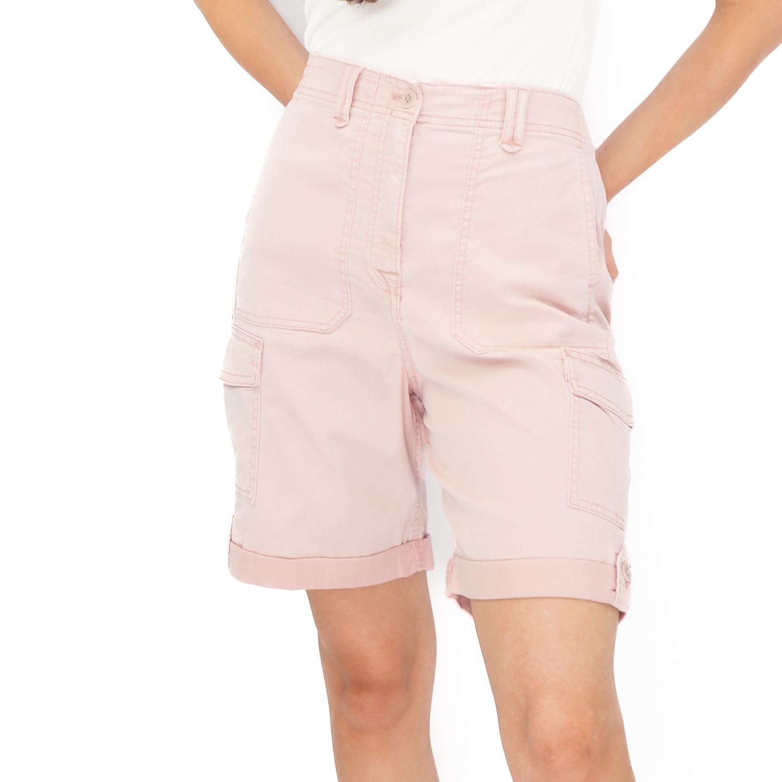Womens M&S Cargo Short Classic Cotton Lyocell Tea Dyed Stretch Waist - Picture 67 of 67