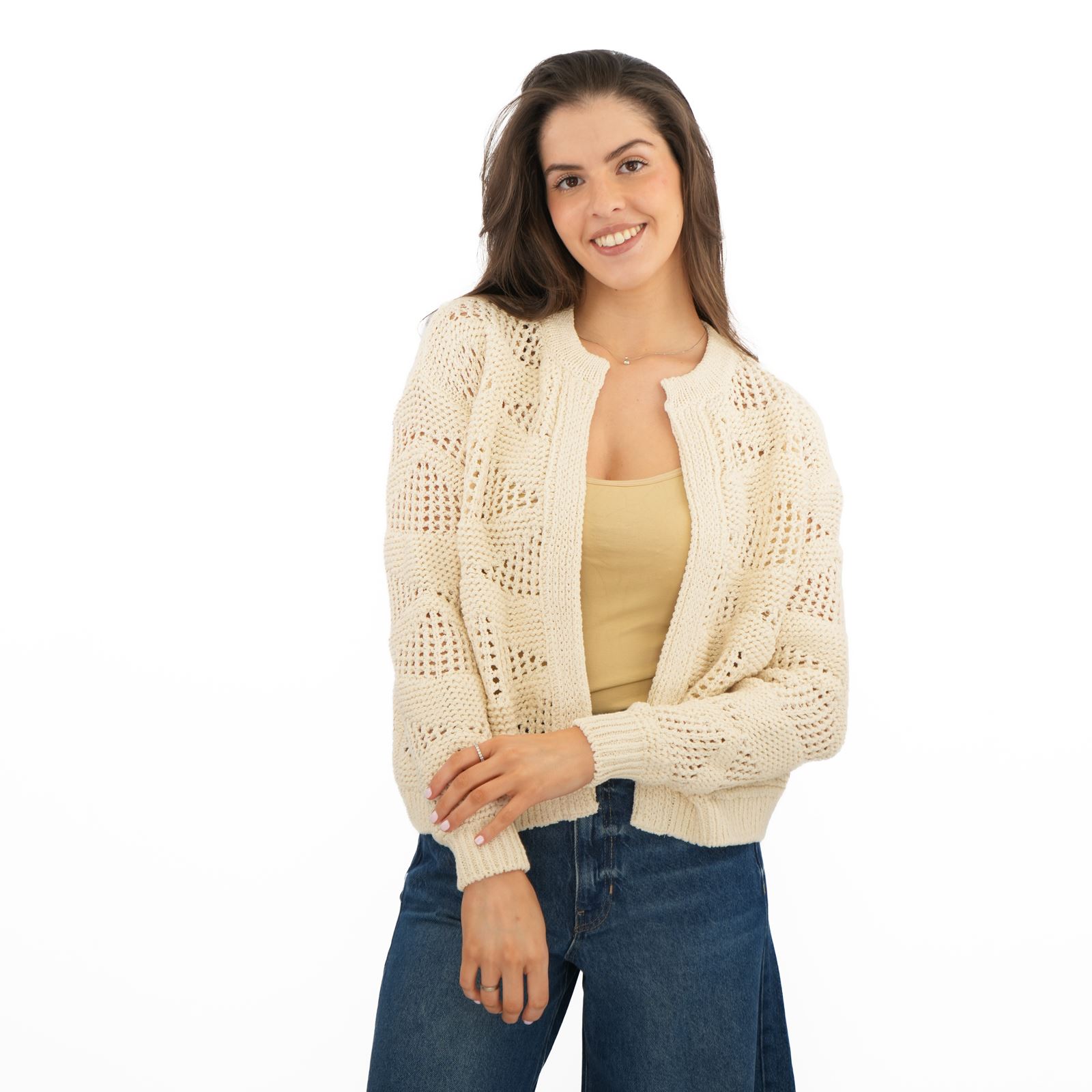 Womens M&S Per Una Ivory Cardigan Edge to Edge Cotton Rich Textured Pointelle - Picture 7 of 11