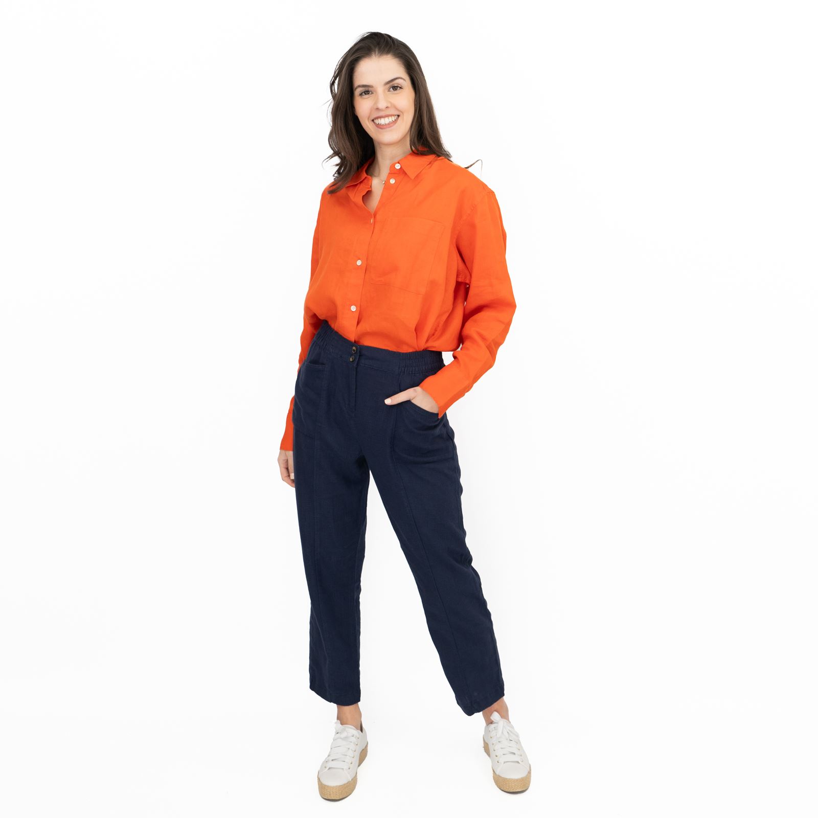 M&S Womens Linen Blouse Collared Pure Button Up Top Smart Casual - Picture 23 of 87