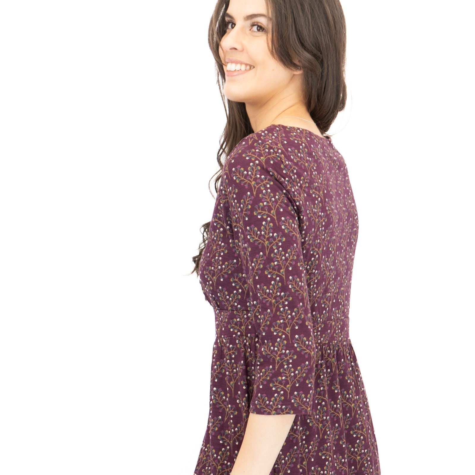 Womens Seasalt Maggie Maxi Dress Purple Floral Cotton ¾ Sleeve - Picture 12 of 16