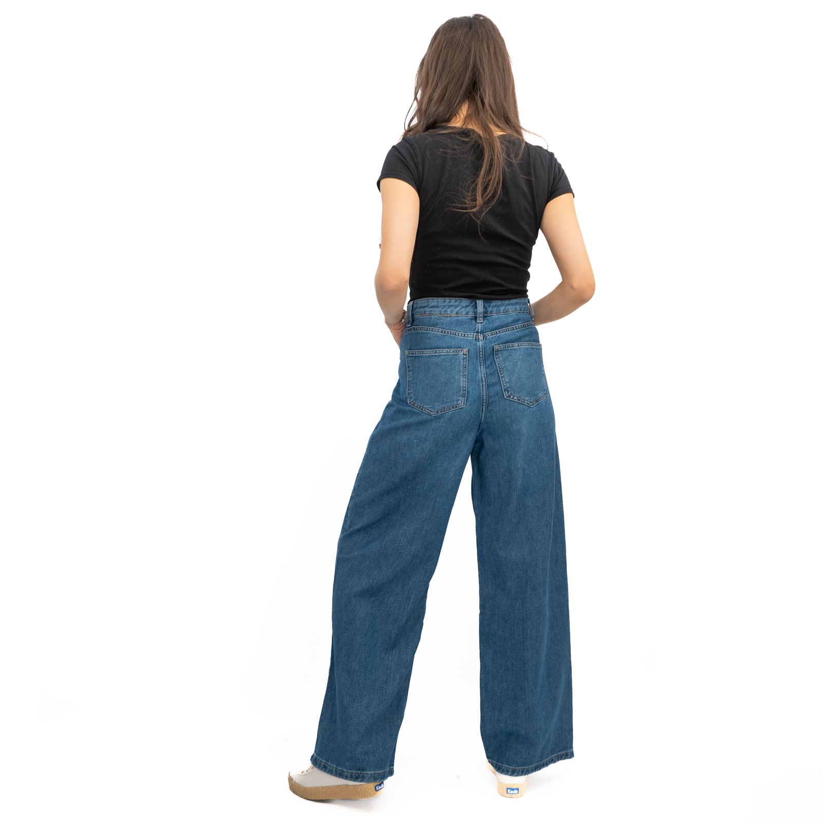 Womens M&S Slouchy Wide Leg Jean Mid Rise Relaxed Soft Light Blue Med Denim - Picture 12 of 25