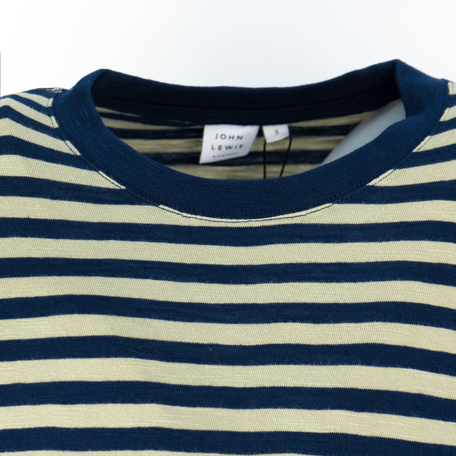 John Lewis Mens T-shirt Top Supima Cotton Striped Green Navy Orange Jersey Soft - Picture 12 of 27