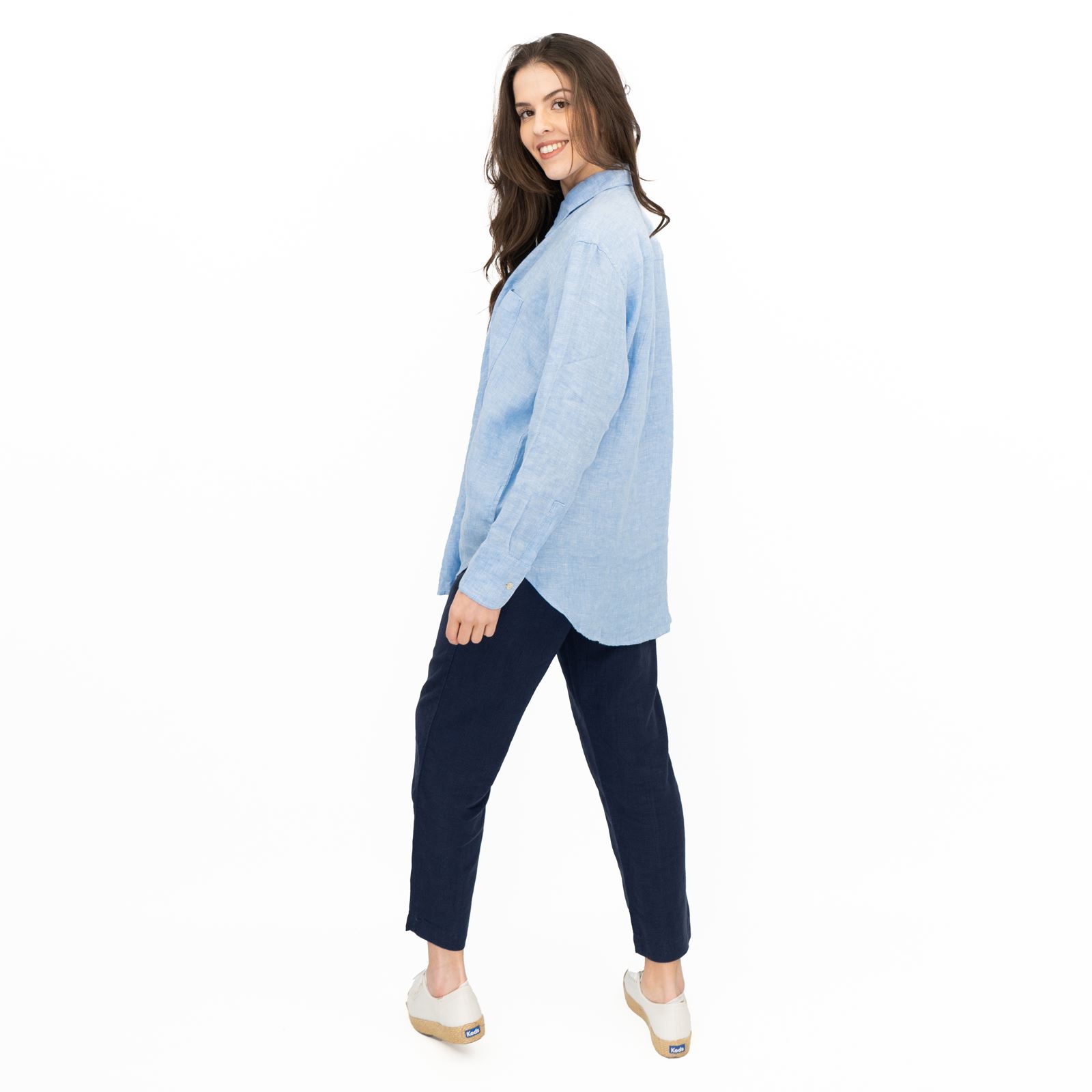 M&S Womens Linen Blouse Collared Pure Button Up Top Smart Casual - Picture 34 of 87