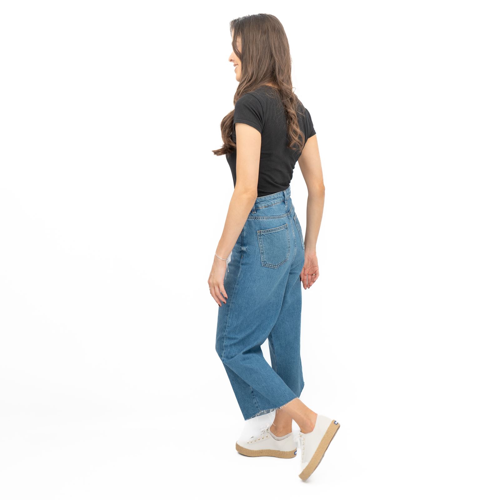 Womens M&S Cropped Jean Wide Leg High Waist Raw Hem 3 Colours White Medium Denim - Picture 24 of 59