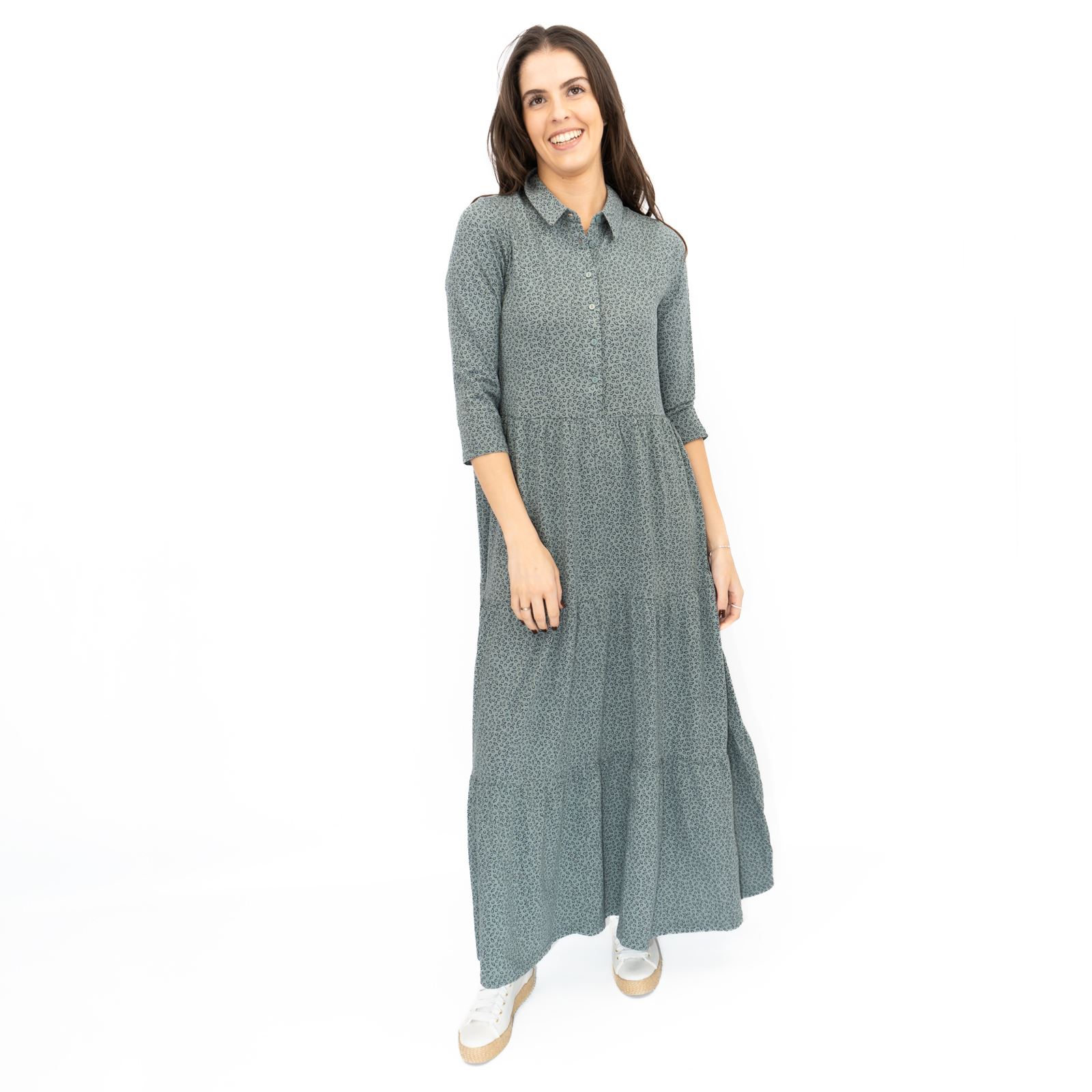 Womens Seasalt Windflower Dress Blue Grey Ditsy Print 3/4 Sleeve Maxi Length - Picture 28 of 29
