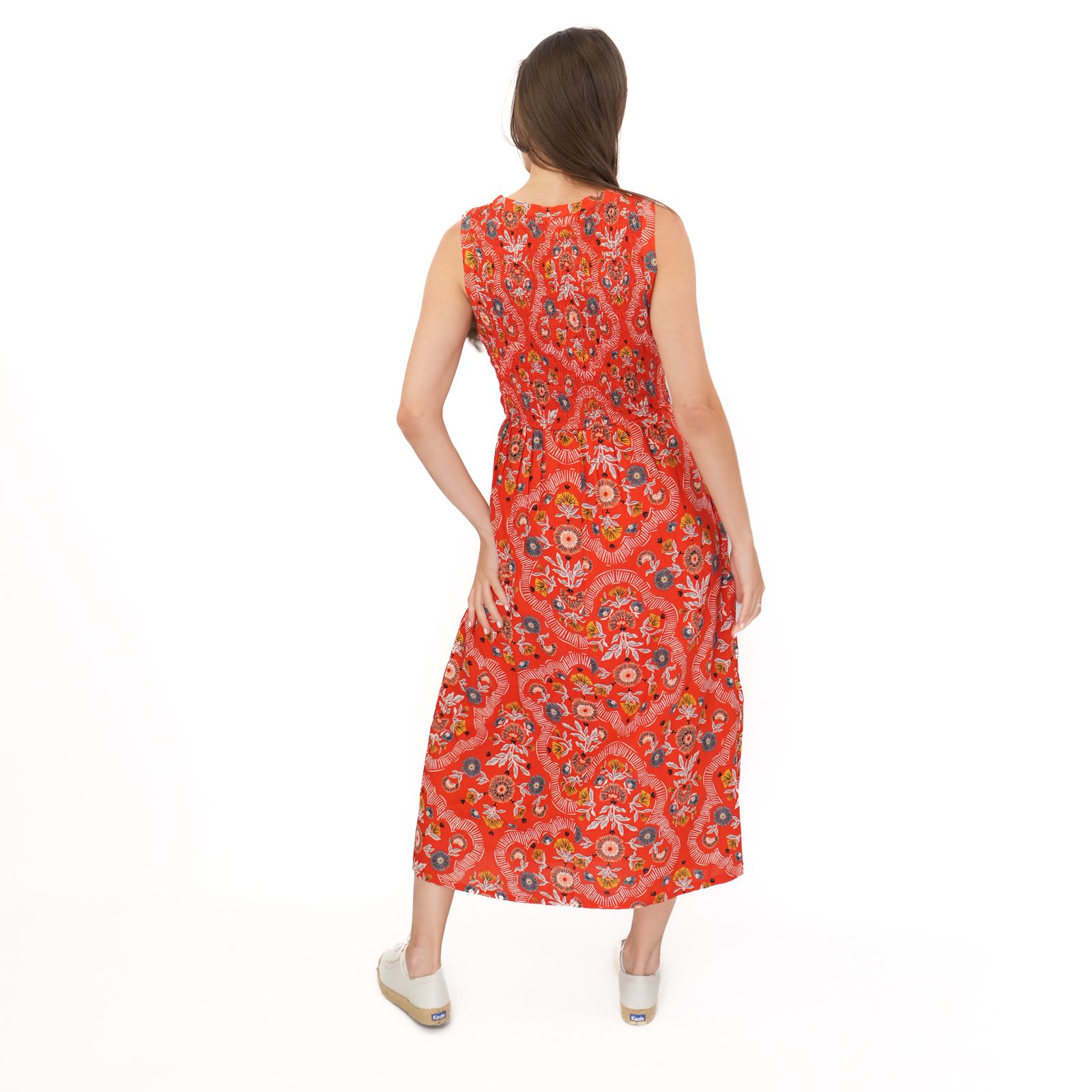 Womens Seasalt Meadowsweet Red Dress Floral Summer Midi Midaxi Sleeveless