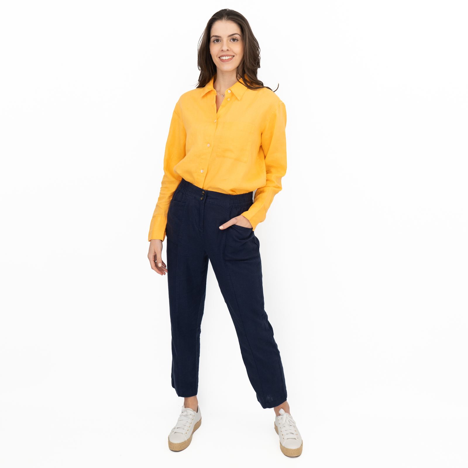 M&S Womens Linen Blouse Collared Pure Button Up Top Smart Casual - Picture 62 of 87