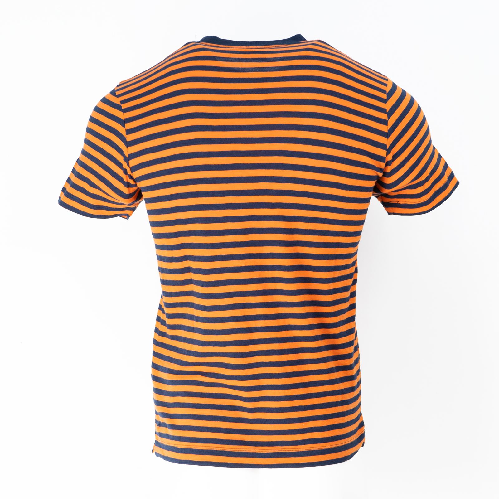 John Lewis Mens T-shirt Top Supima Cotton Striped Green Navy Orange Jersey Soft - Picture 24 of 27