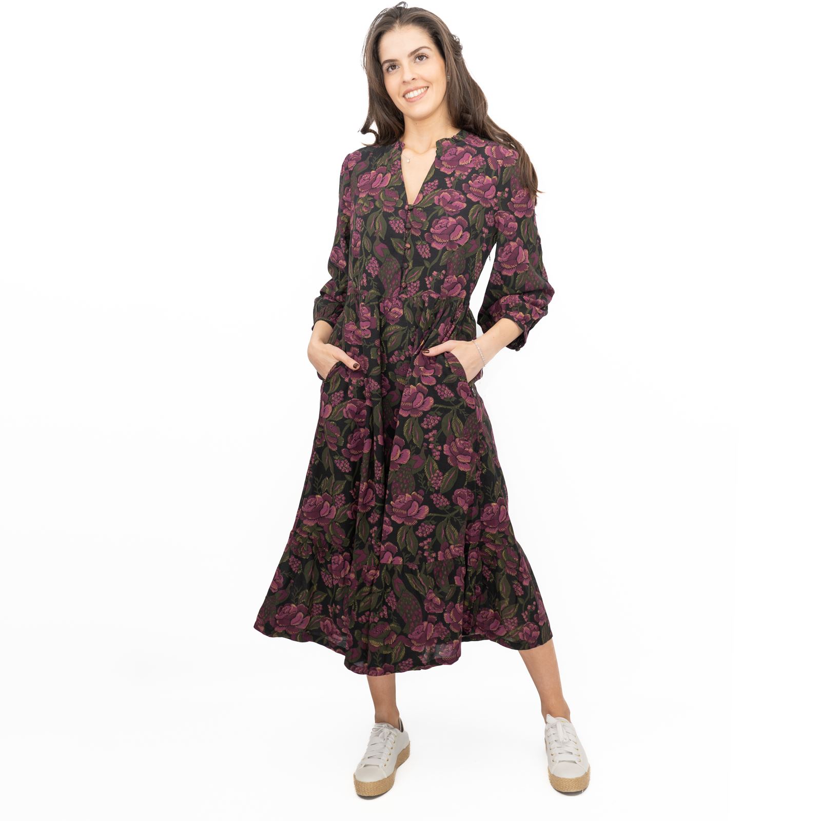 Womens Seasalt Purple Engleheart Dress in Tapestry Bloom Grape Print Midi - Picture 5 of 12