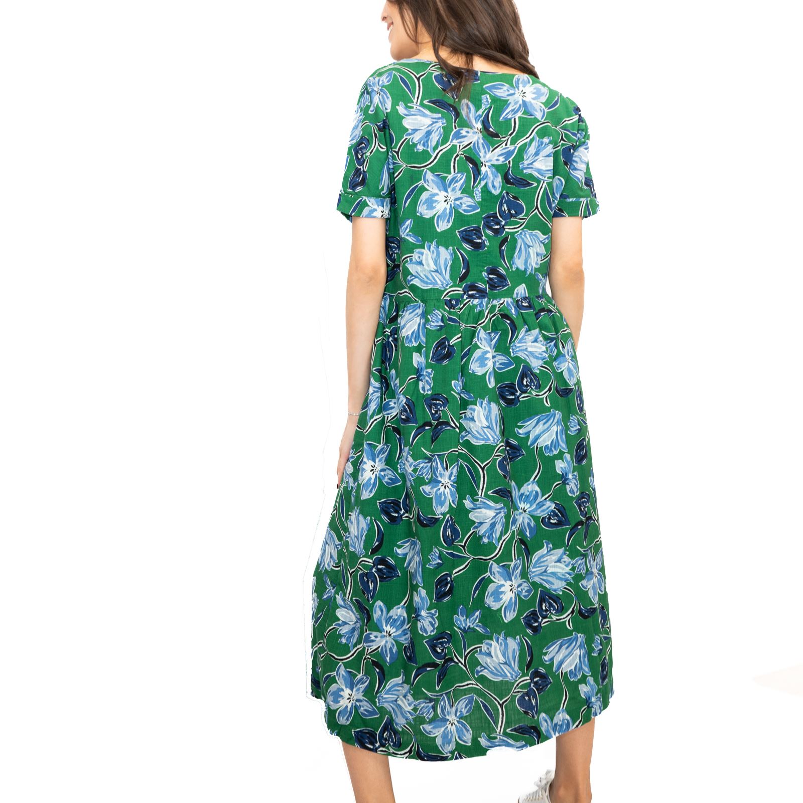Womens Seasalt Green Brouse Dress Floral Organic Midi Cotton Short Sleeve - Picture 12 of 22