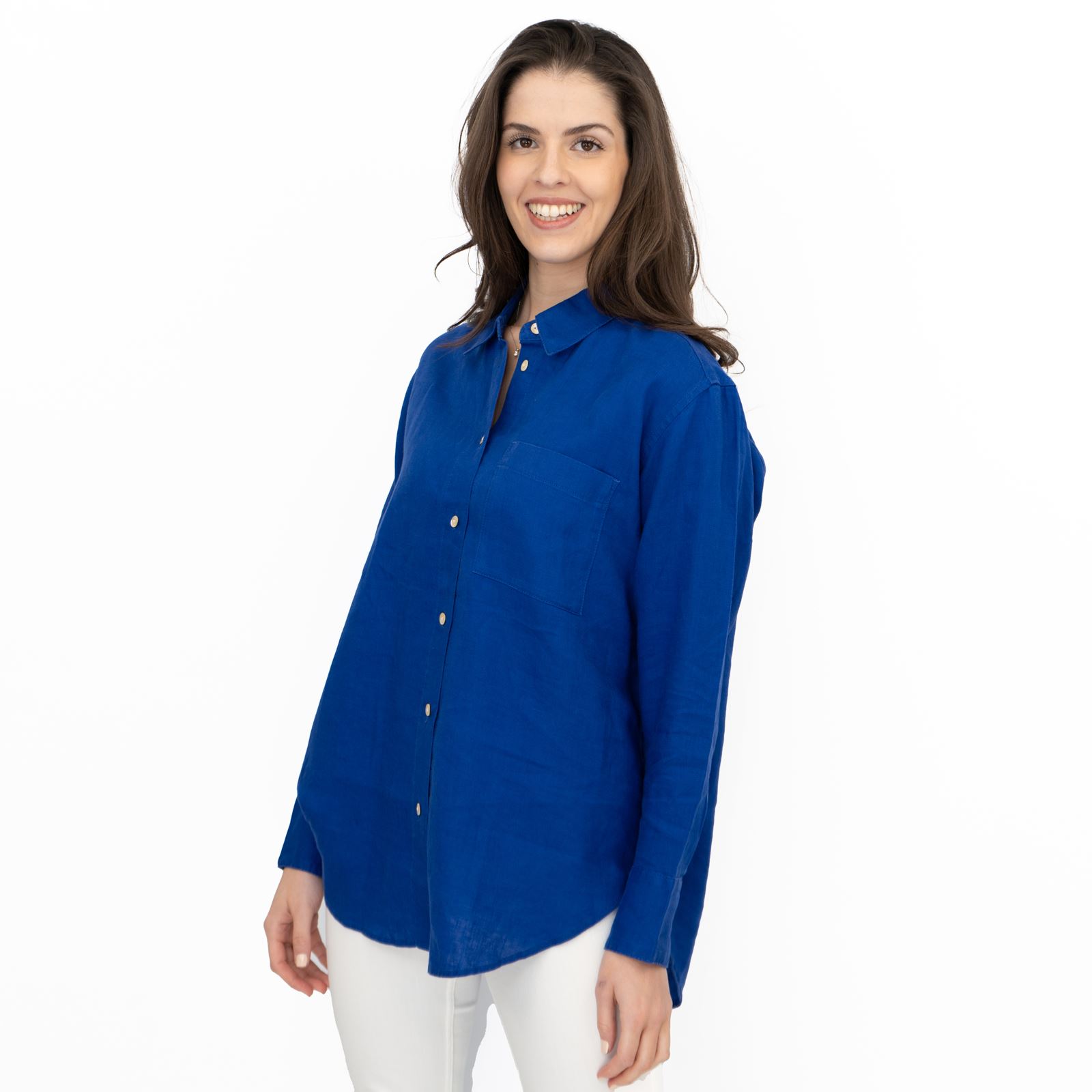 M&S Womens Linen Blouse Collared Pure Button Up Top Smart Casual - Picture 74 of 87