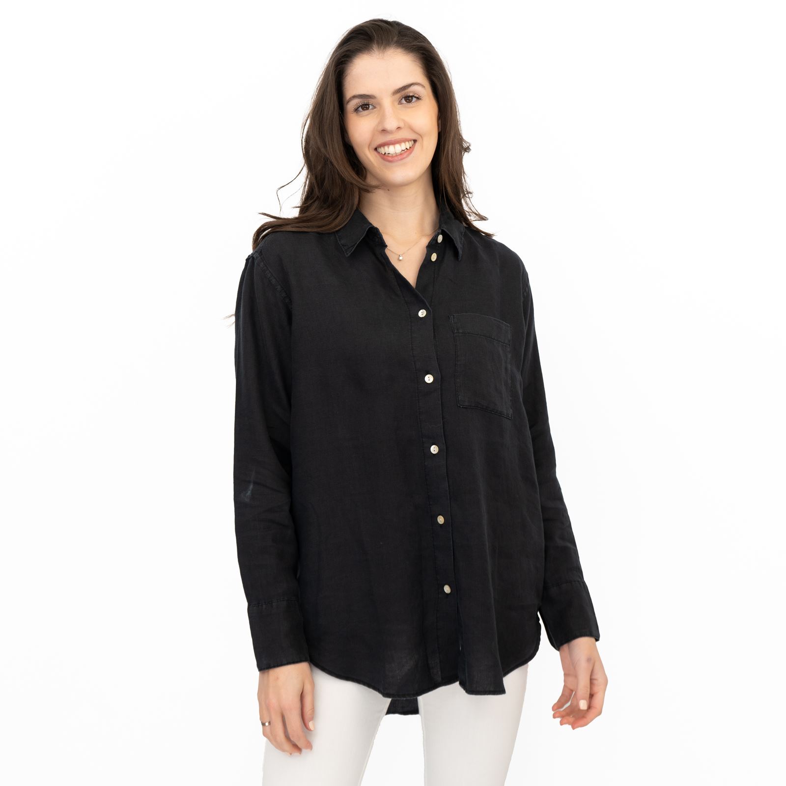 M&S Womens Linen Blouse Collared Pure Button Up Top Smart Casual - Picture 17 of 87