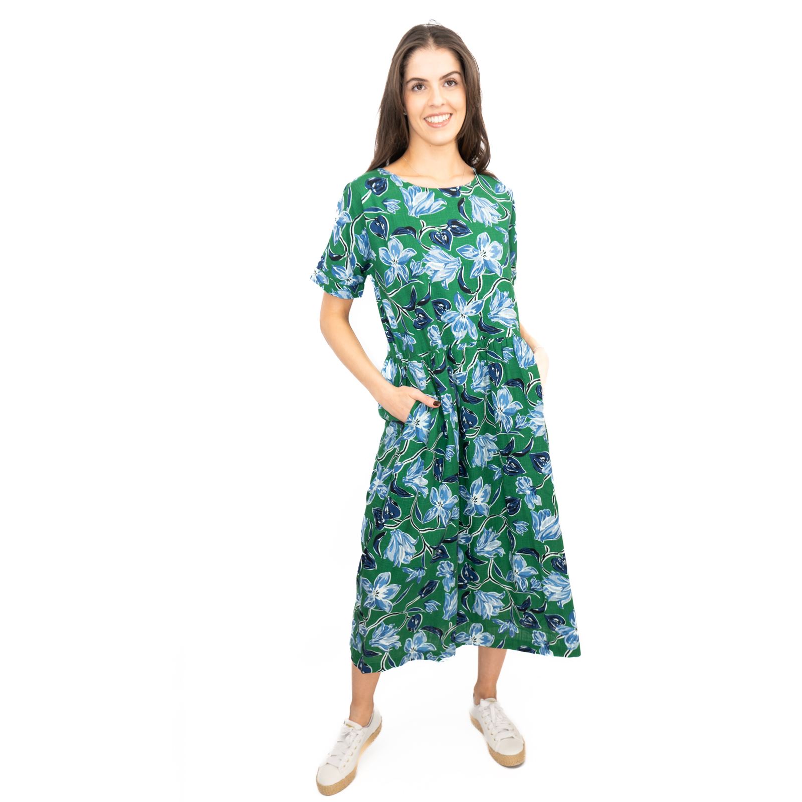 Womens Seasalt Green Brouse Dress Floral Organic Midi Cotton Short Sleeve - Picture 19 of 22