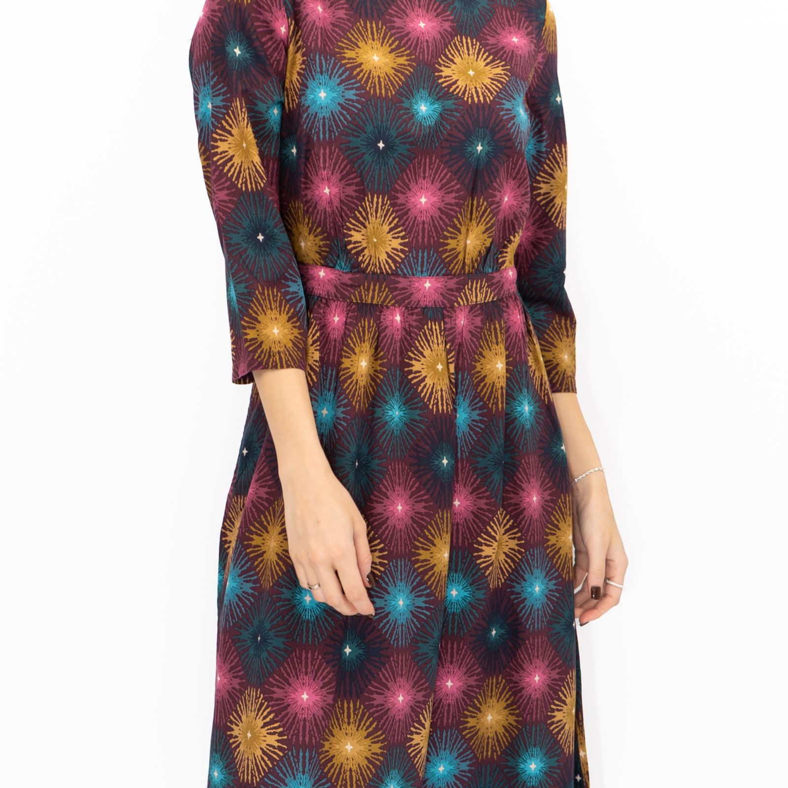 Womens Seasalt Forestry Dress Purple Sparkler Geo Print Midi Regular 3/4 Sleeve - Picture 12 of 12