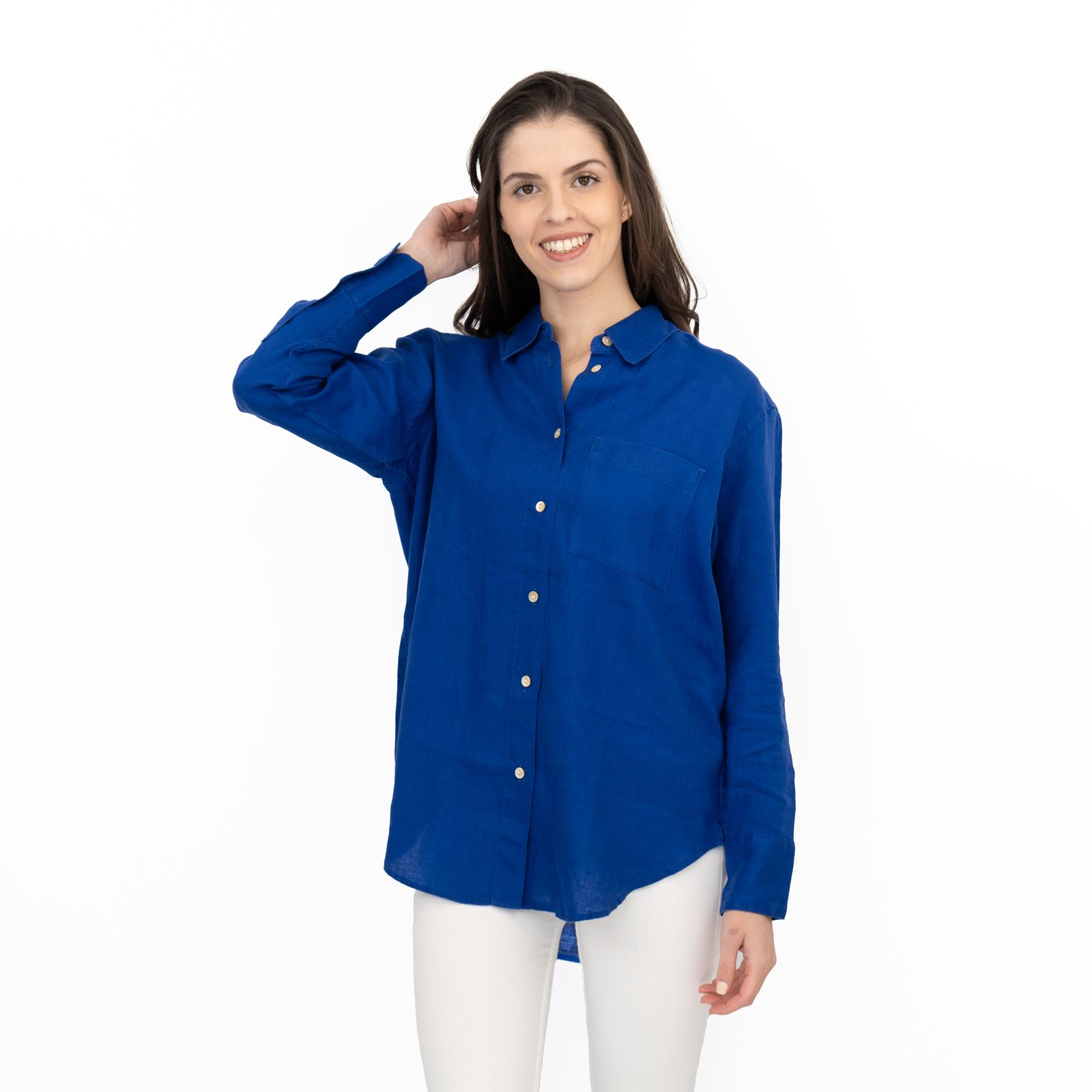 M&S Womens Linen Blouse Collared Pure Button Up Top Smart Casual - Picture 67 of 87