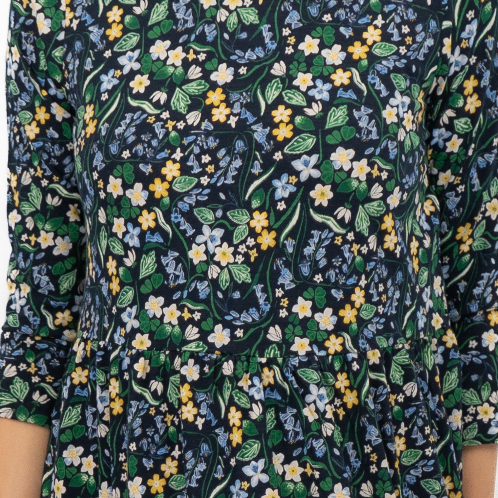 Womens Seasalt Navy Floral Dress Tiered Line Strokes Midi Short Sleeve - Picture 10 of 20