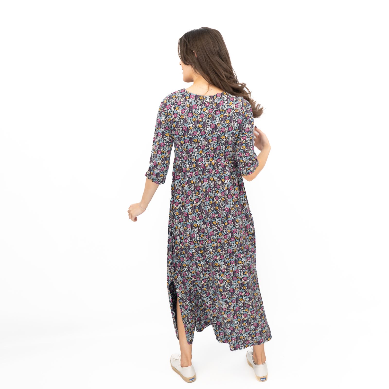 Womens Seasalt Maggie Maxi Dress Navy Floral Moor Maritime Cotton ¾ Sleeve - Picture 9 of 29
