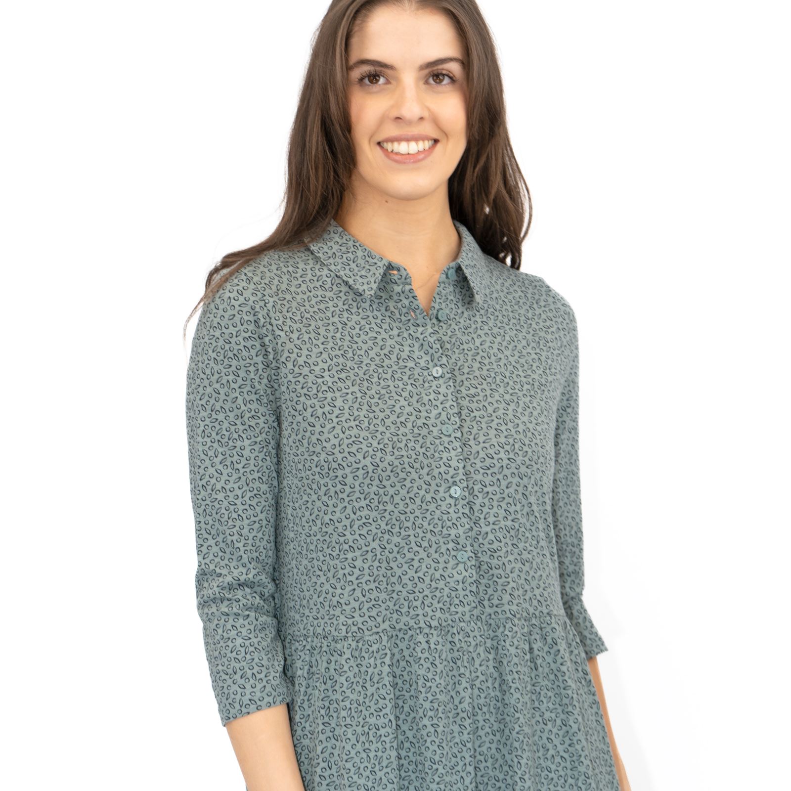 Womens Seasalt Windflower Dress Blue Grey Ditsy Print 3/4 Sleeve Maxi Length - Picture 3 of 29