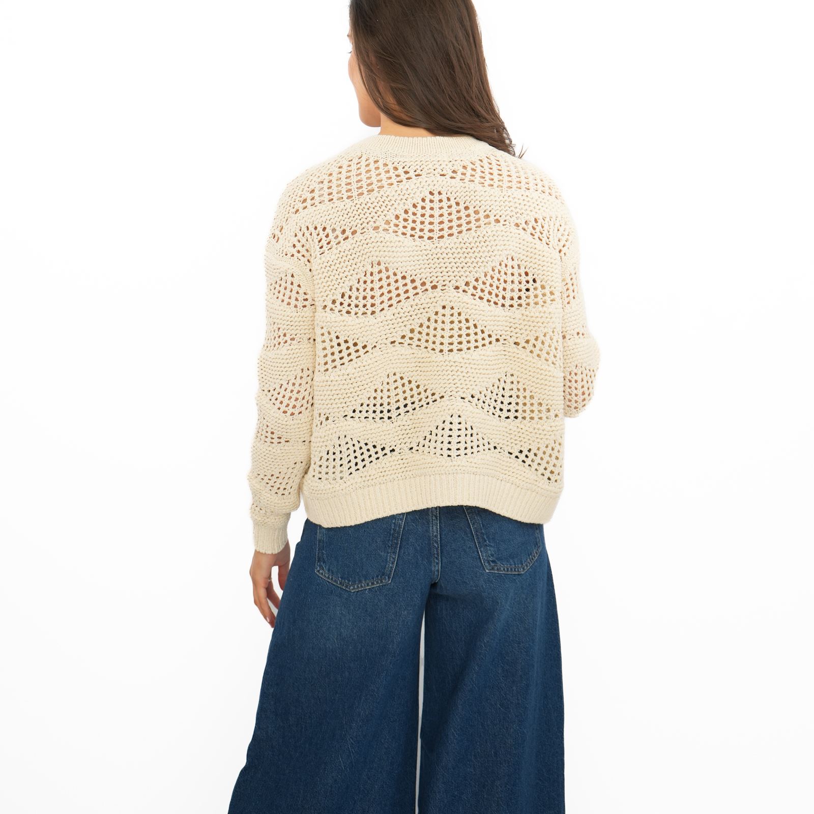 Womens M&S Per Una Ivory Cardigan Edge to Edge Cotton Rich Textured Pointelle - Picture 10 of 11