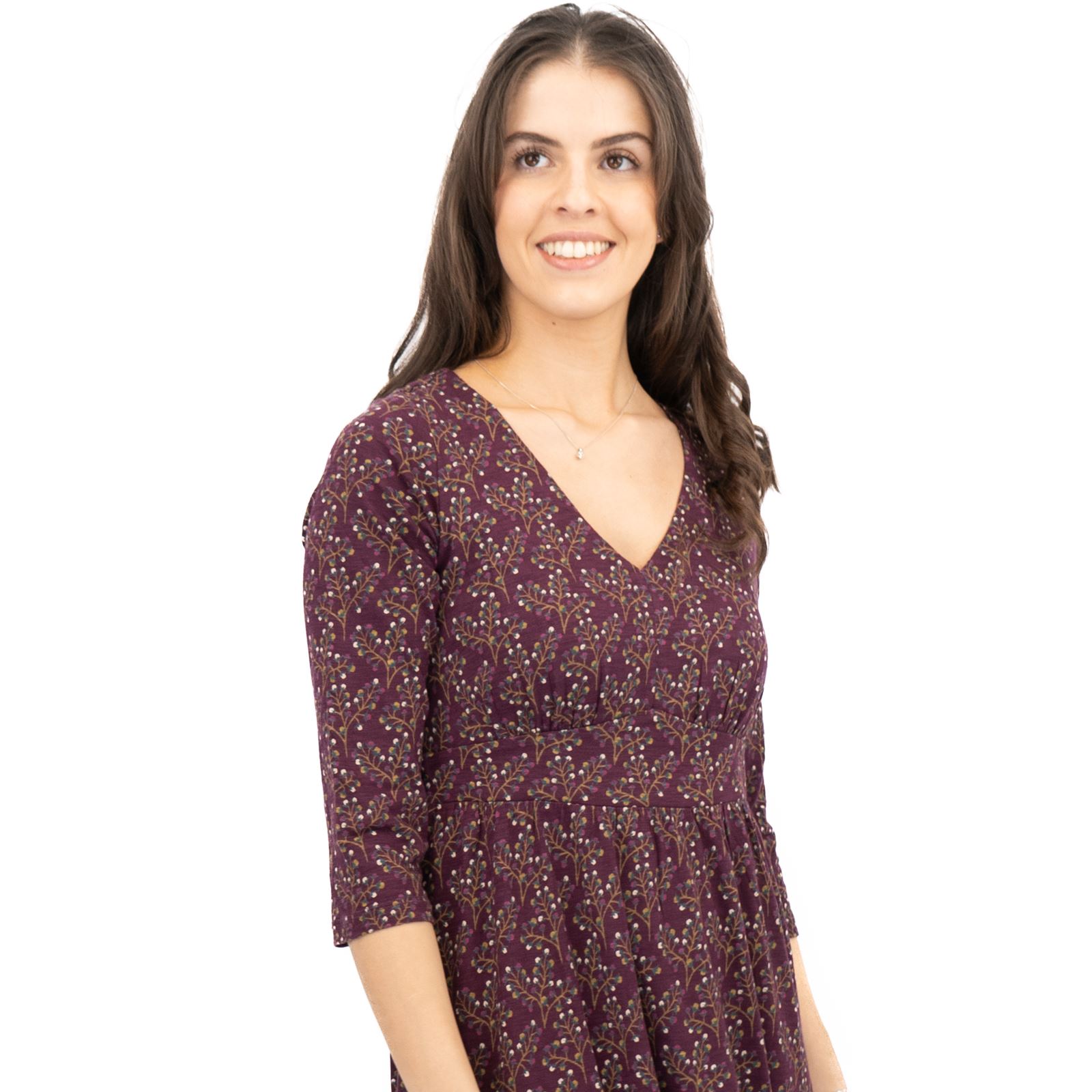 Womens Seasalt Maggie Maxi Dress Purple Floral Cotton ¾ Sleeve - Picture 8 of 16