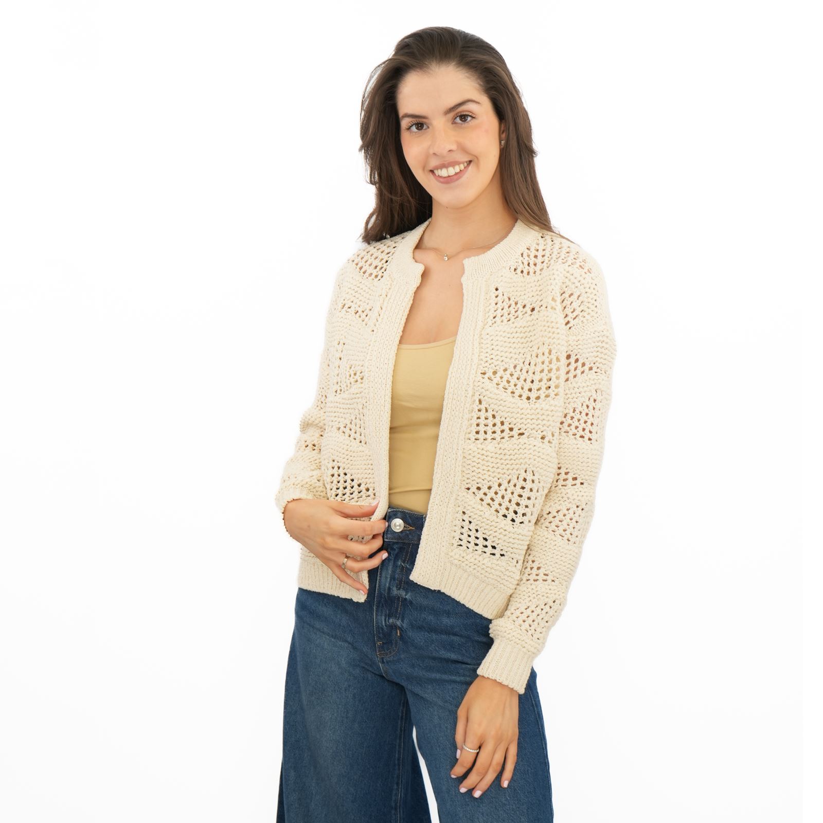 Womens M&S Per Una Ivory Cardigan Edge to Edge Cotton Rich Textured Pointelle - Picture 5 of 11