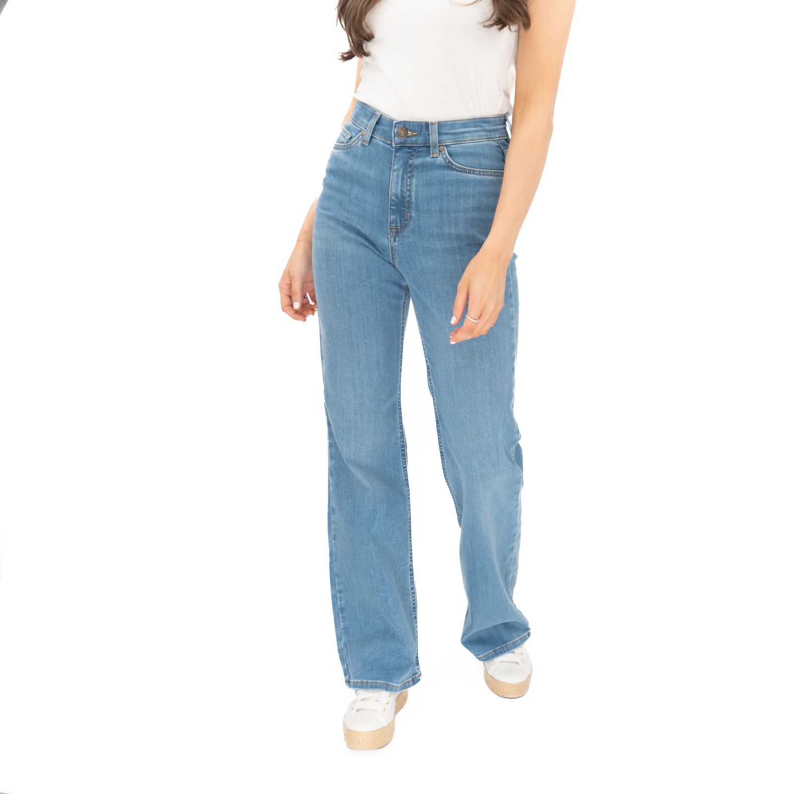 Womens M&S Autograph Flared Jean High Waist Light Denim Stretch Spring Summer
