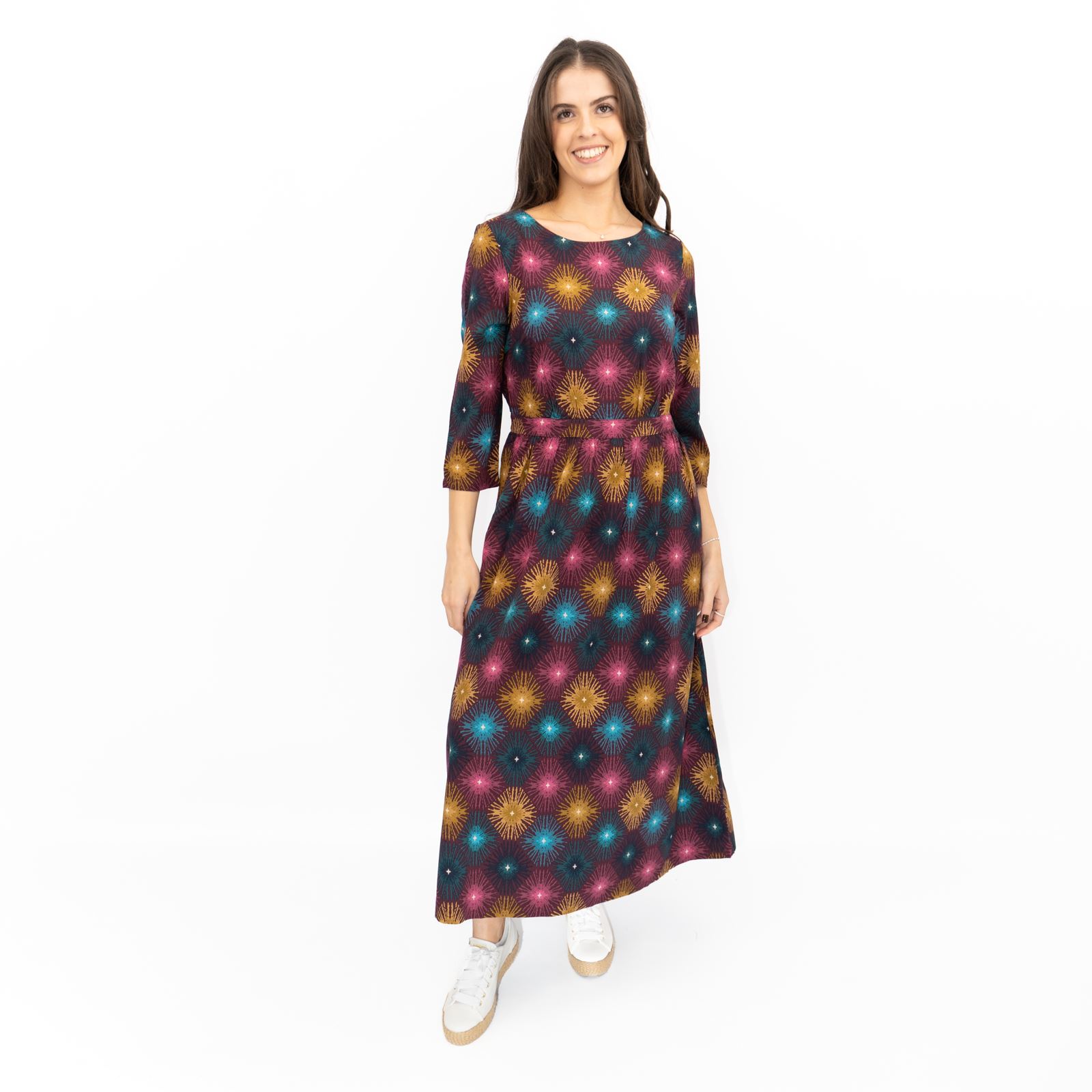 Womens Seasalt Forestry Dress Purple Sparkler Geo Print Midi Regular 3/4 Sleeve - Picture 10 of 12