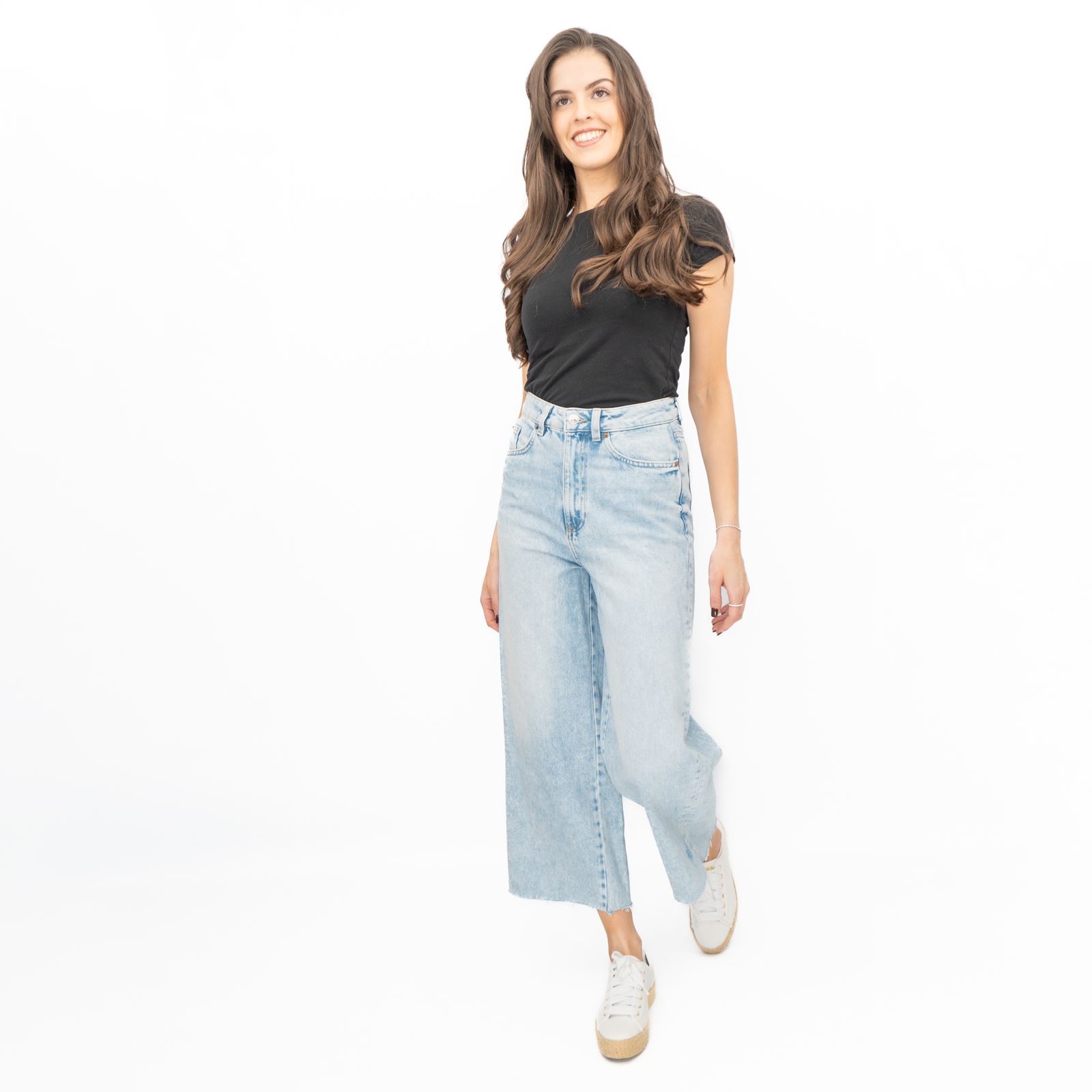 Womens M&S Cropped Jean Wide Leg High Waist Raw Hem 3 Colours White Medium Denim - Picture 26 of 59