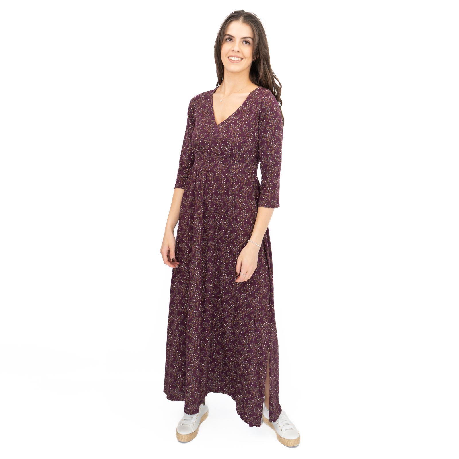 Womens Seasalt Maggie Maxi Dress Purple Floral Cotton ¾ Sleeve - Picture 7 of 16