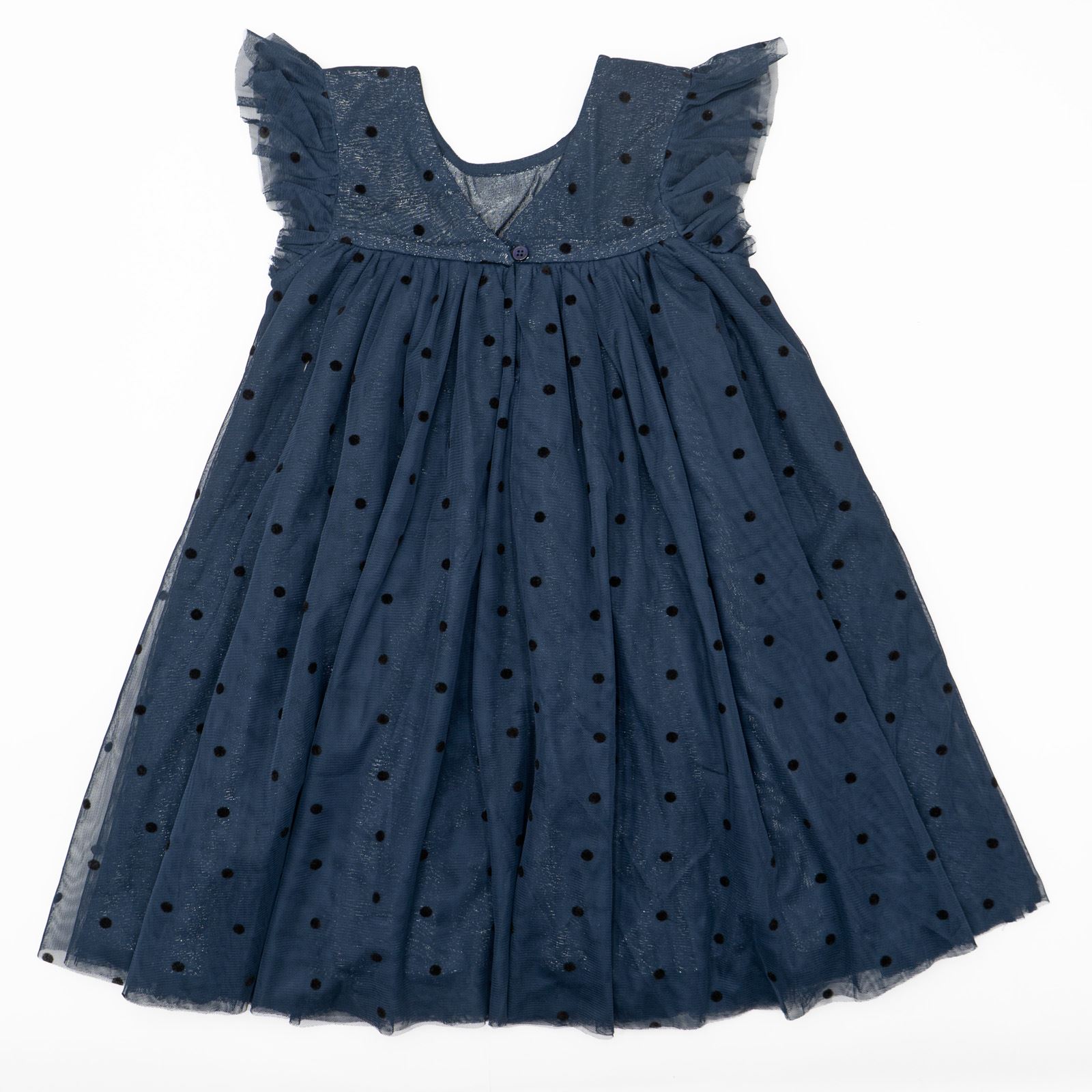 Next Girls Dress Blue Polka Dot Frill Summer Short Sleeve Wedding Age 2-5 Years - Picture 12 of 12