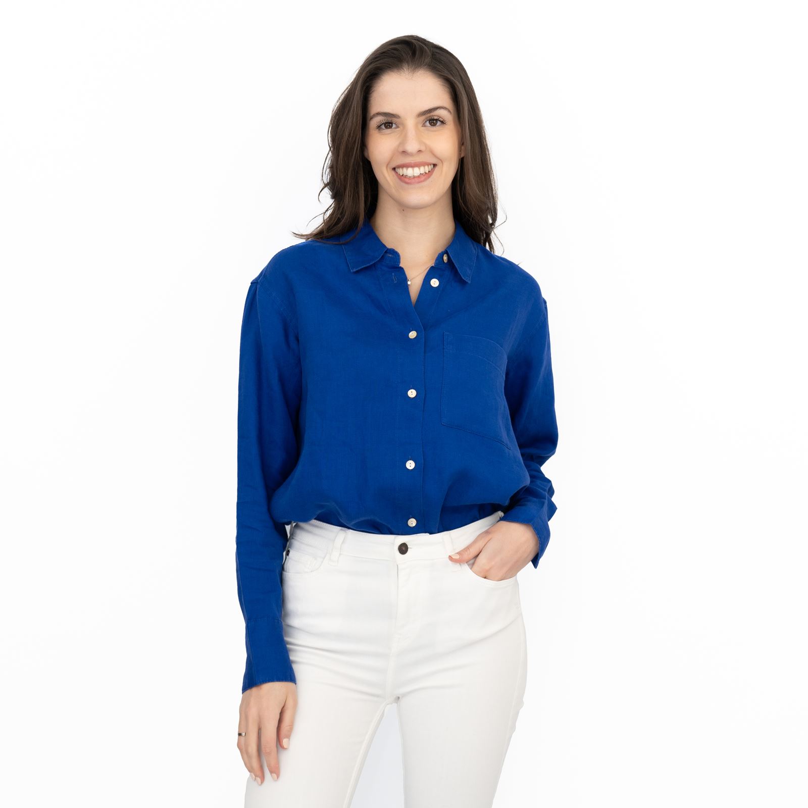 M&S Womens Linen Blouse Collared Pure Button Up Top Smart Casual - Picture 71 of 87