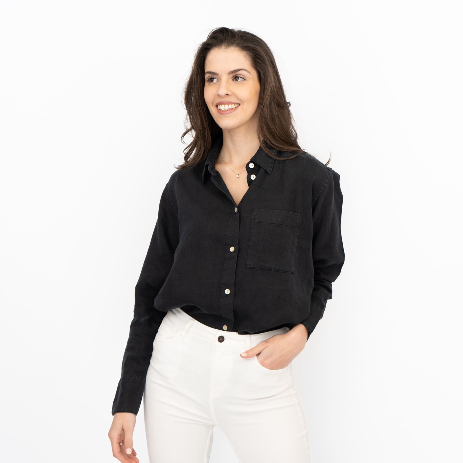 M&S Womens Linen Blouse Collared Pure Button Up Top Smart Casual - Picture 16 of 87
