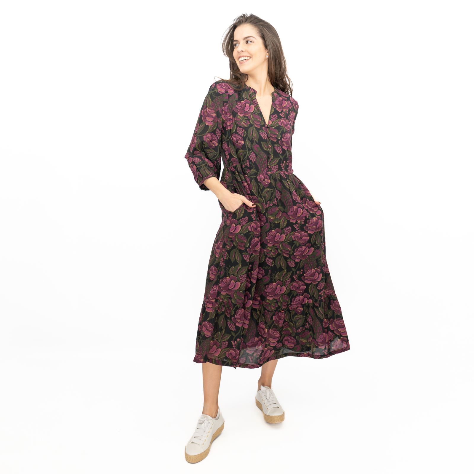 Womens Seasalt Purple Engleheart Dress in Tapestry Bloom Grape Print Midi - Picture 10 of 12
