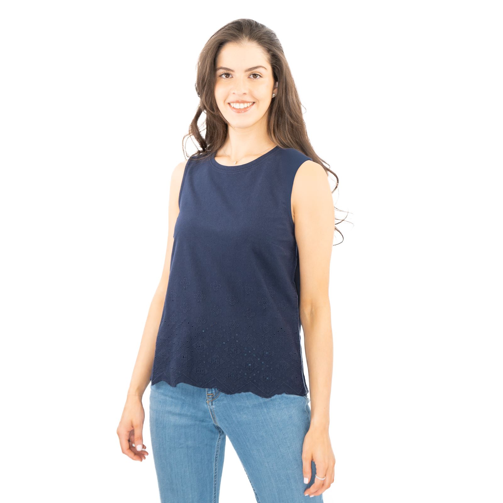 Womens White Stuff Silvia Vest Green Navy Cut Out Sleevless Lightweight Summer
