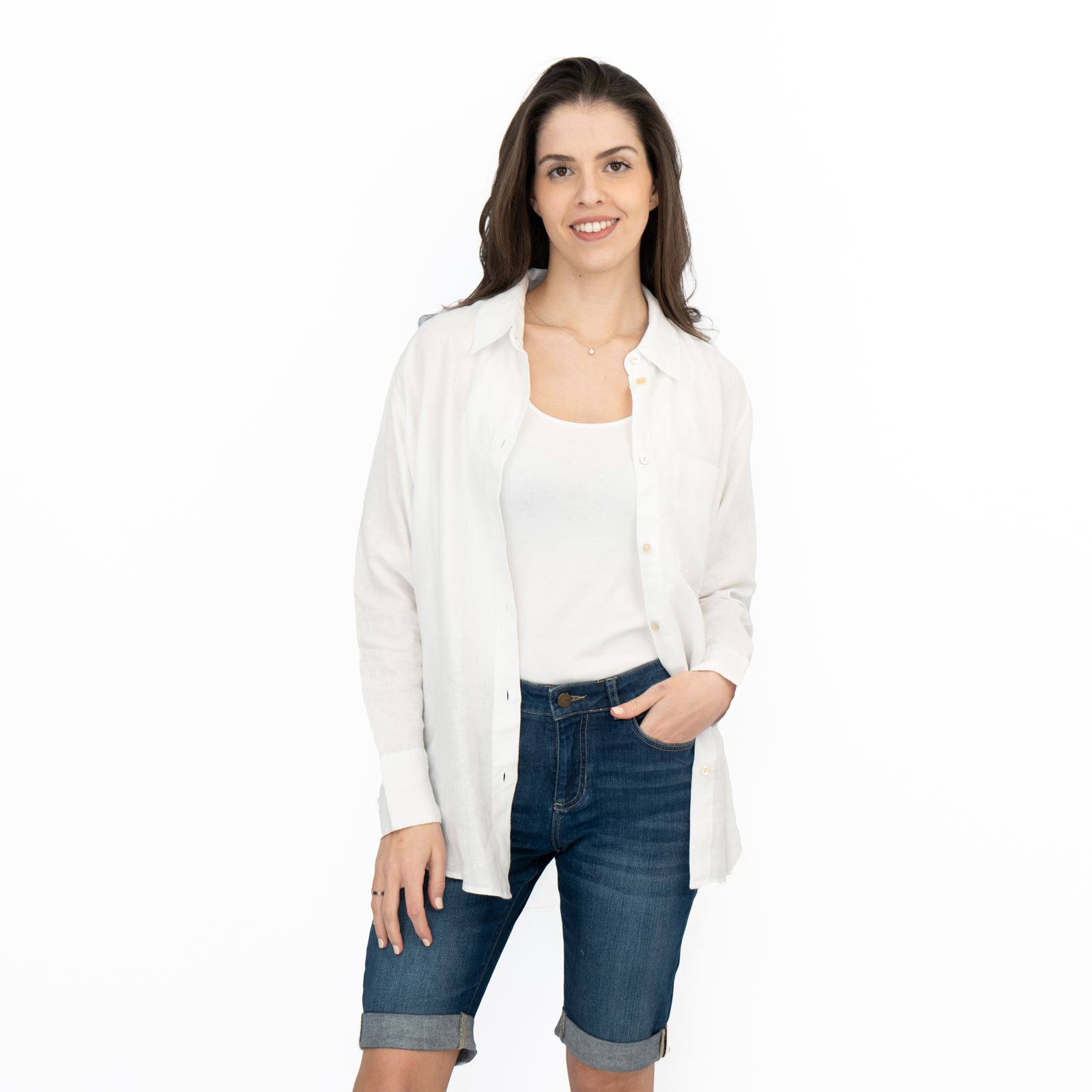 M&S Womens Linen Blouse Collared Pure Button Up Top Smart Casual - Picture 76 of 87