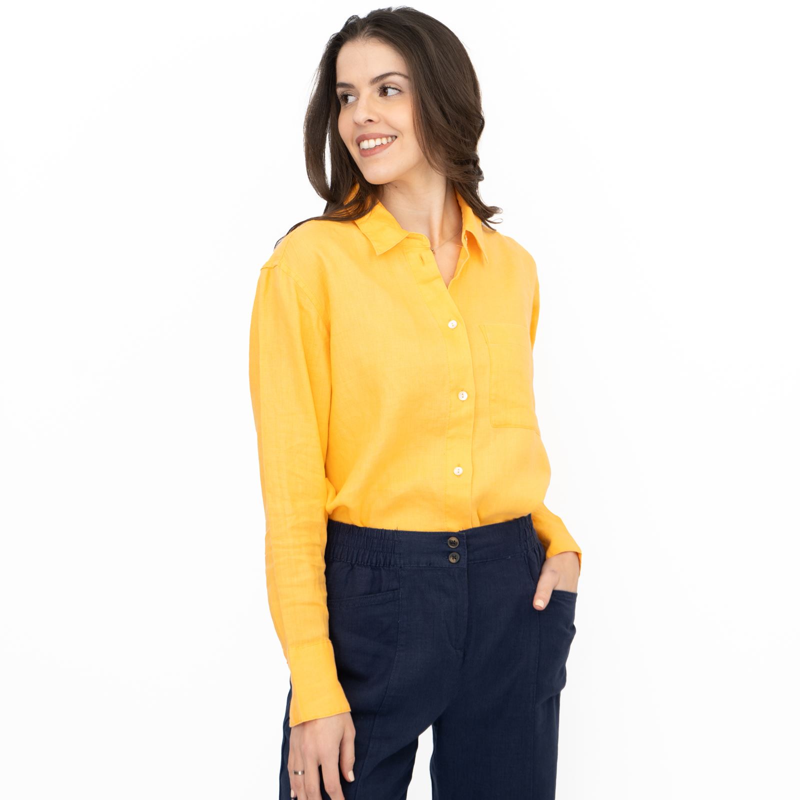 M&S Womens Linen Blouse Collared Pure Button Up Top Smart Casual - Picture 63 of 87