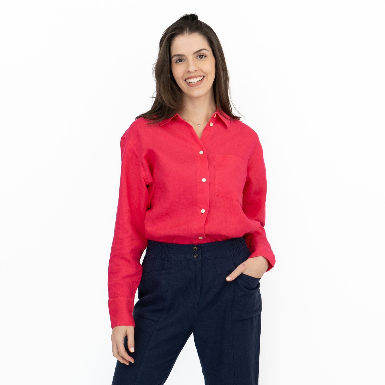M&S Womens Linen Blouse Collared Pure Button Up Top Smart Casual - Picture 46 of 87