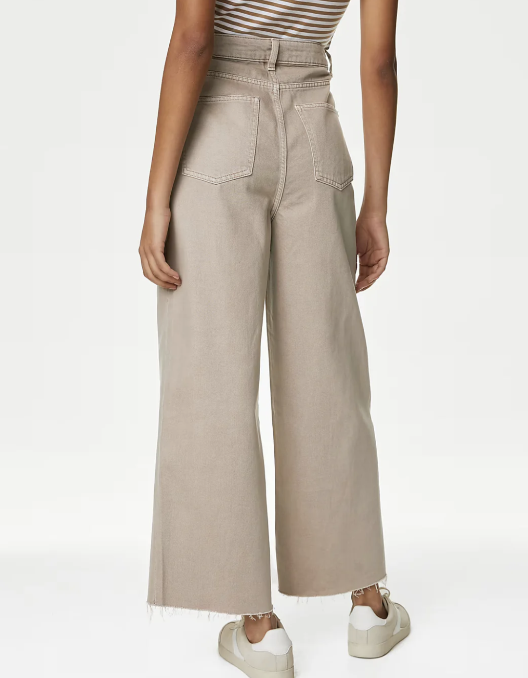 Womens M&S Cropped Jean Wide Leg High Waist Raw Hem 3 Colours White Medium Denim - Picture 49 of 59