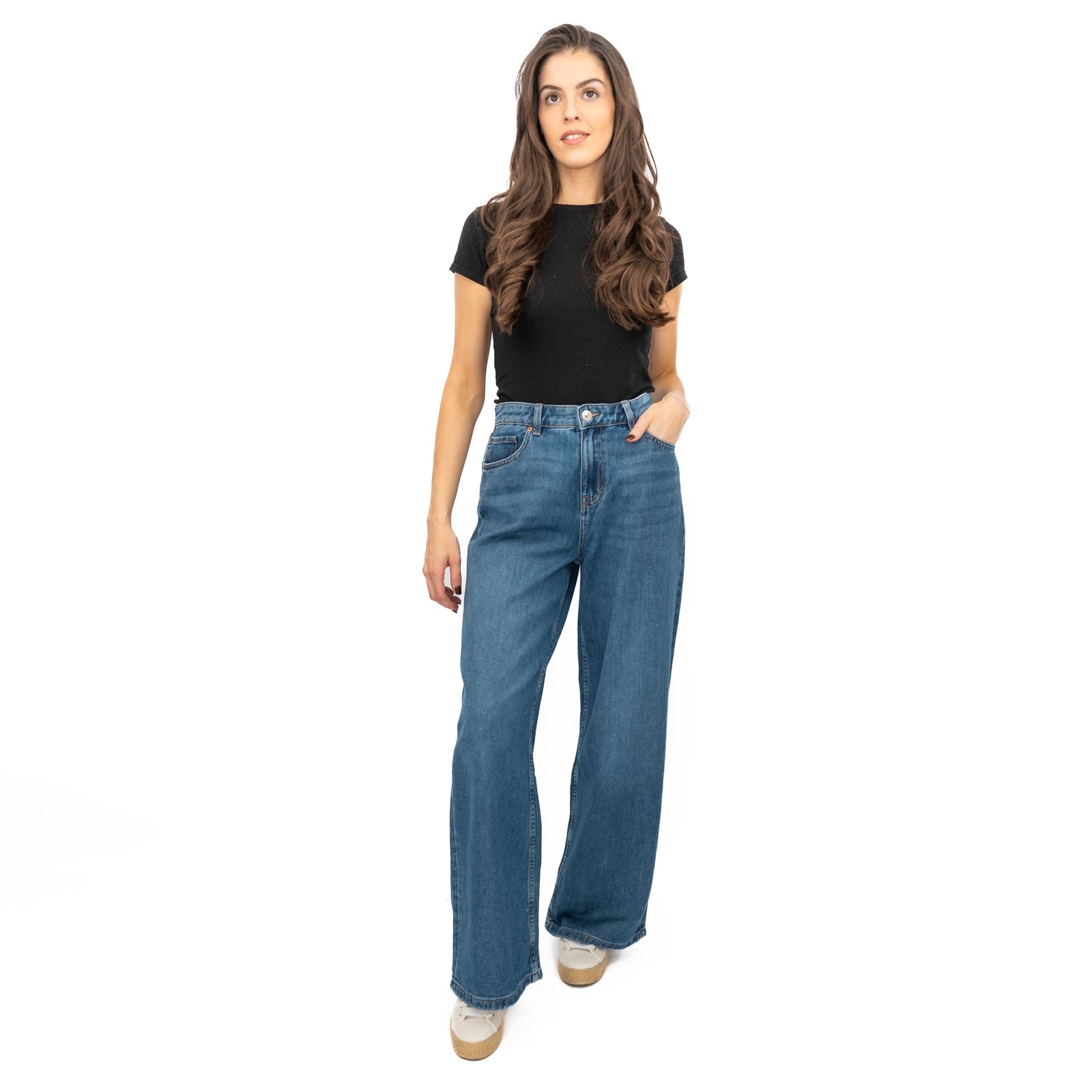 Womens M&S Slouchy Wide Leg Jean Mid Rise Relaxed Soft Light Blue Med Denim - Picture 7 of 25