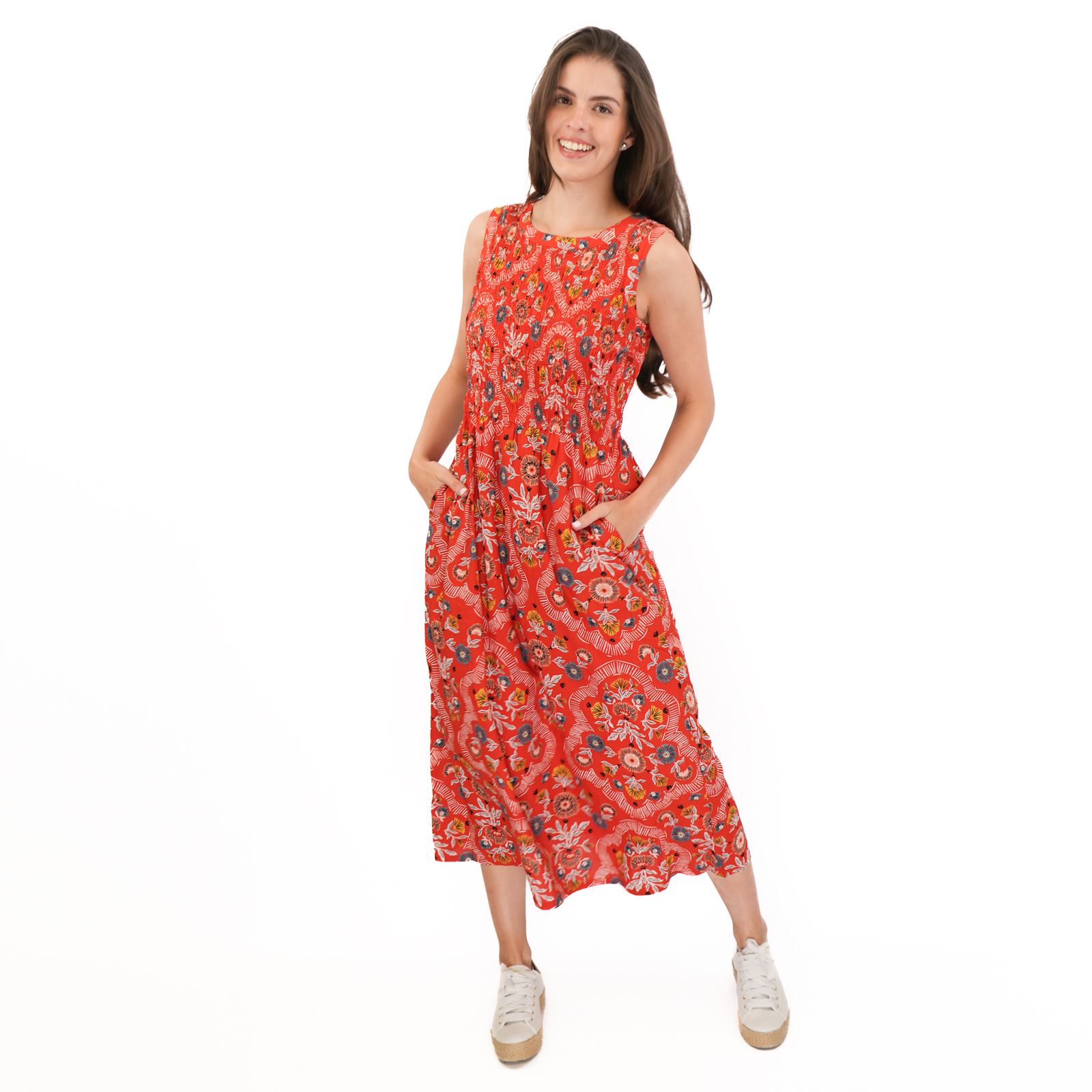 Womens Seasalt Meadowsweet Red Dress Floral Summer Midi Midaxi Sleeveless - Picture 14 of 14