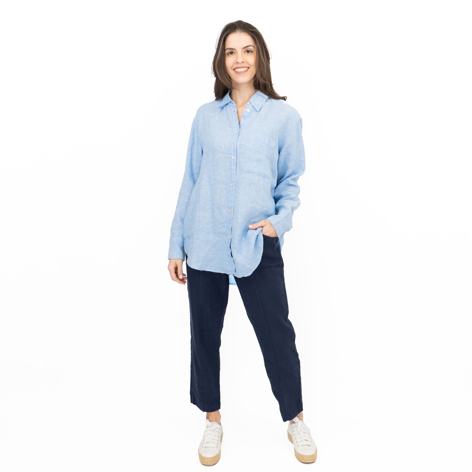 M&S Womens Linen Blouse Collared Pure Button Up Top Smart Casual - Picture 44 of 87