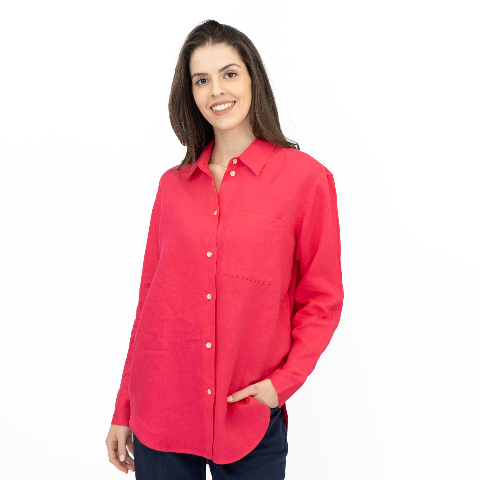 M&S Womens Linen Blouse Collared Pure Button Up Top Smart Casual - Picture 49 of 87