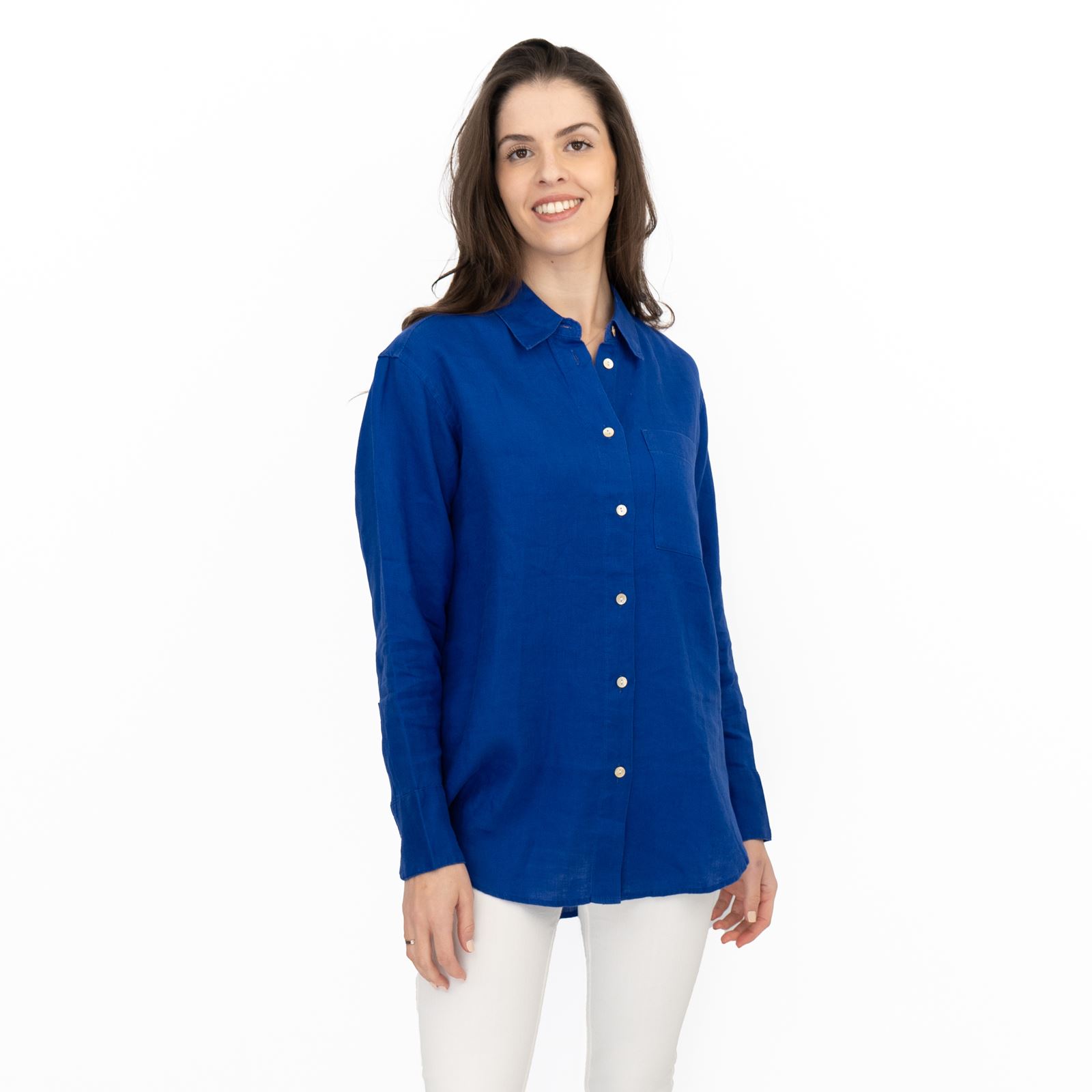 M&S Womens Linen Blouse Collared Pure Button Up Top Smart Casual - Picture 72 of 87