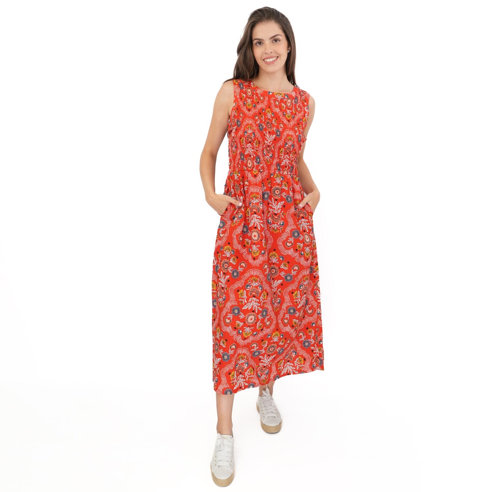 Womens Seasalt Meadowsweet Red Dress Floral Summer Midi Midaxi Sleeveless - Picture 6 of 14
