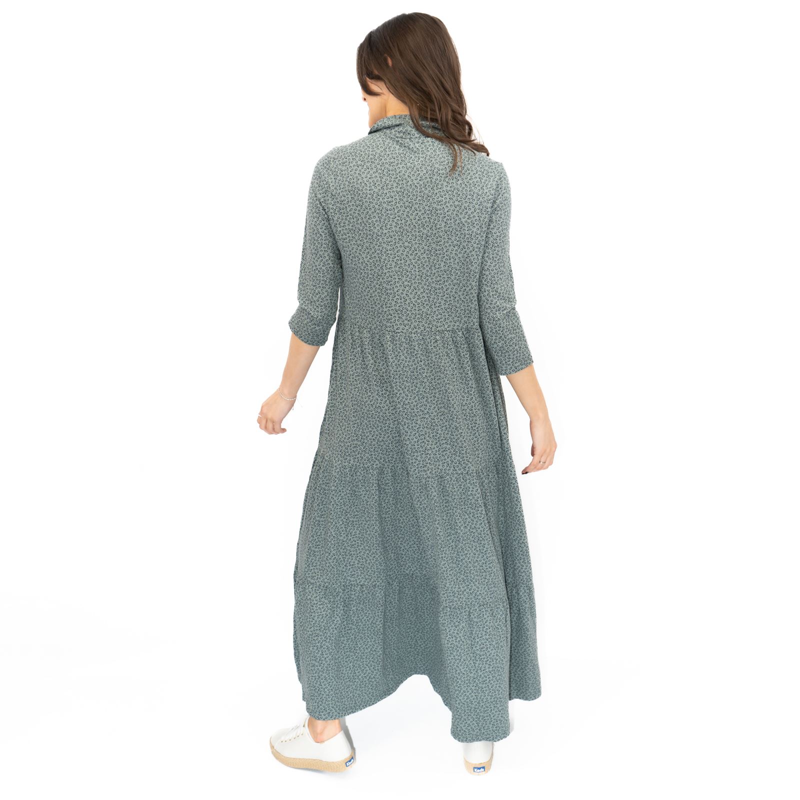 Womens Seasalt Windflower Dress Blue Grey Ditsy Print 3/4 Sleeve Maxi Length - Picture 17 of 29